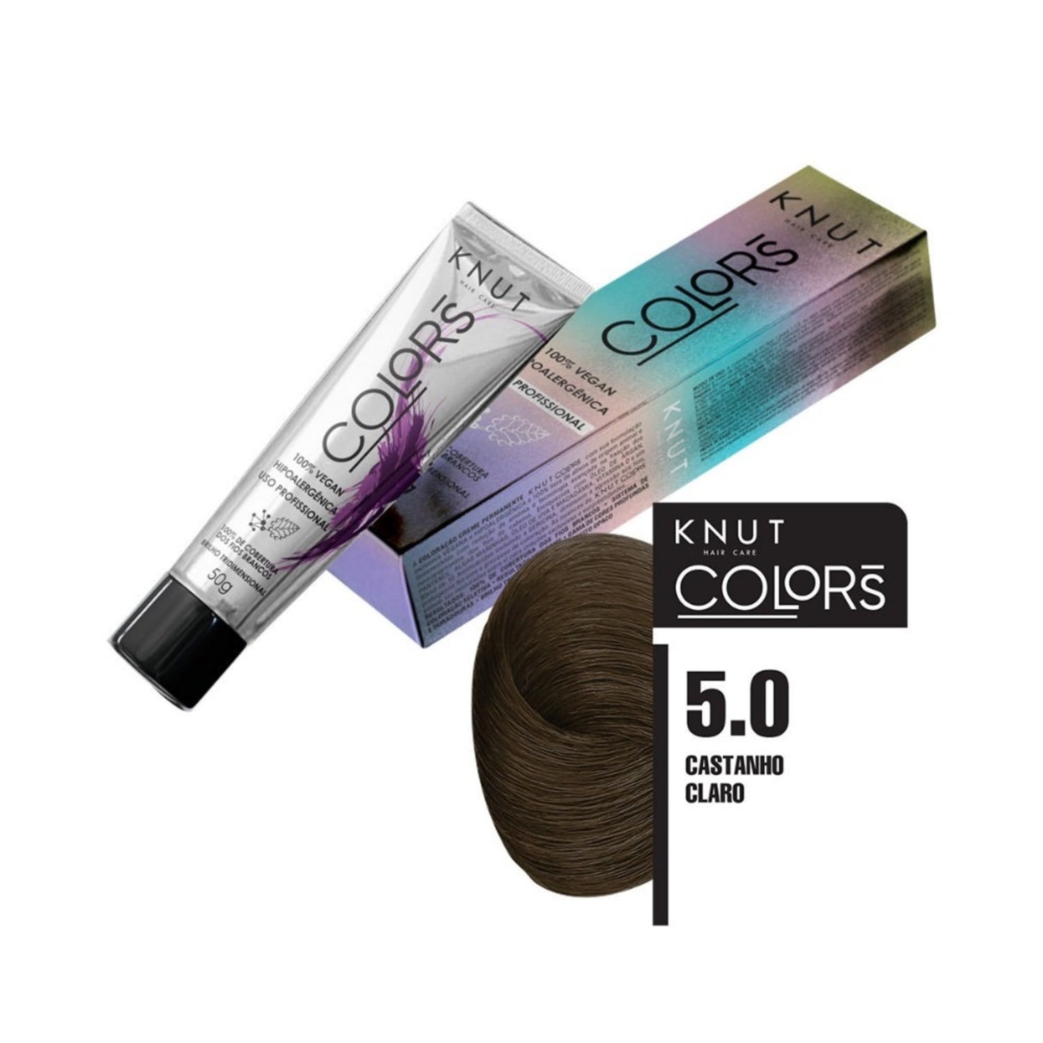 Knut Hair Care Colors 5.0 Castanho Claro - Coloração Permanente 50g