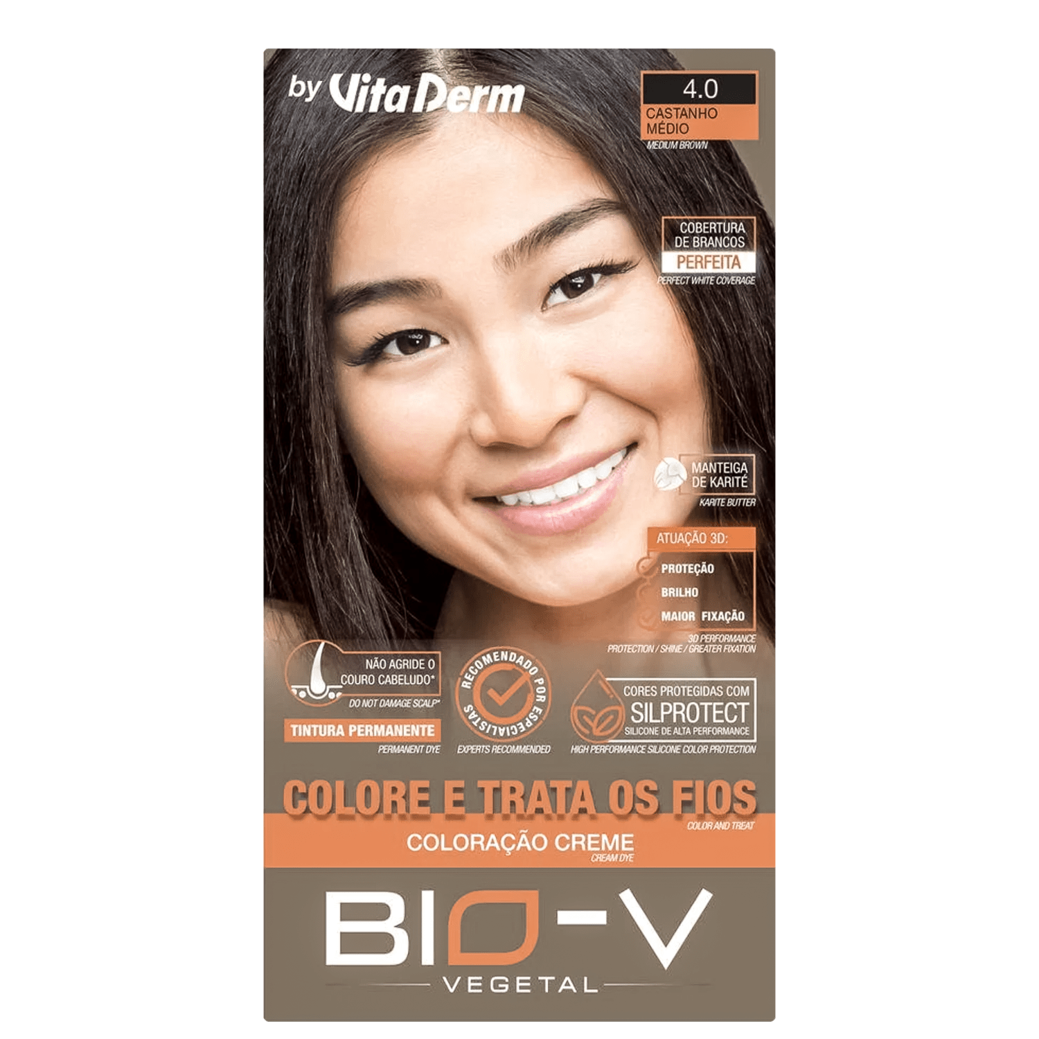 Vita Derm Bio-V Vegetal 4.0 Castanho Médio - Coloração Permanente