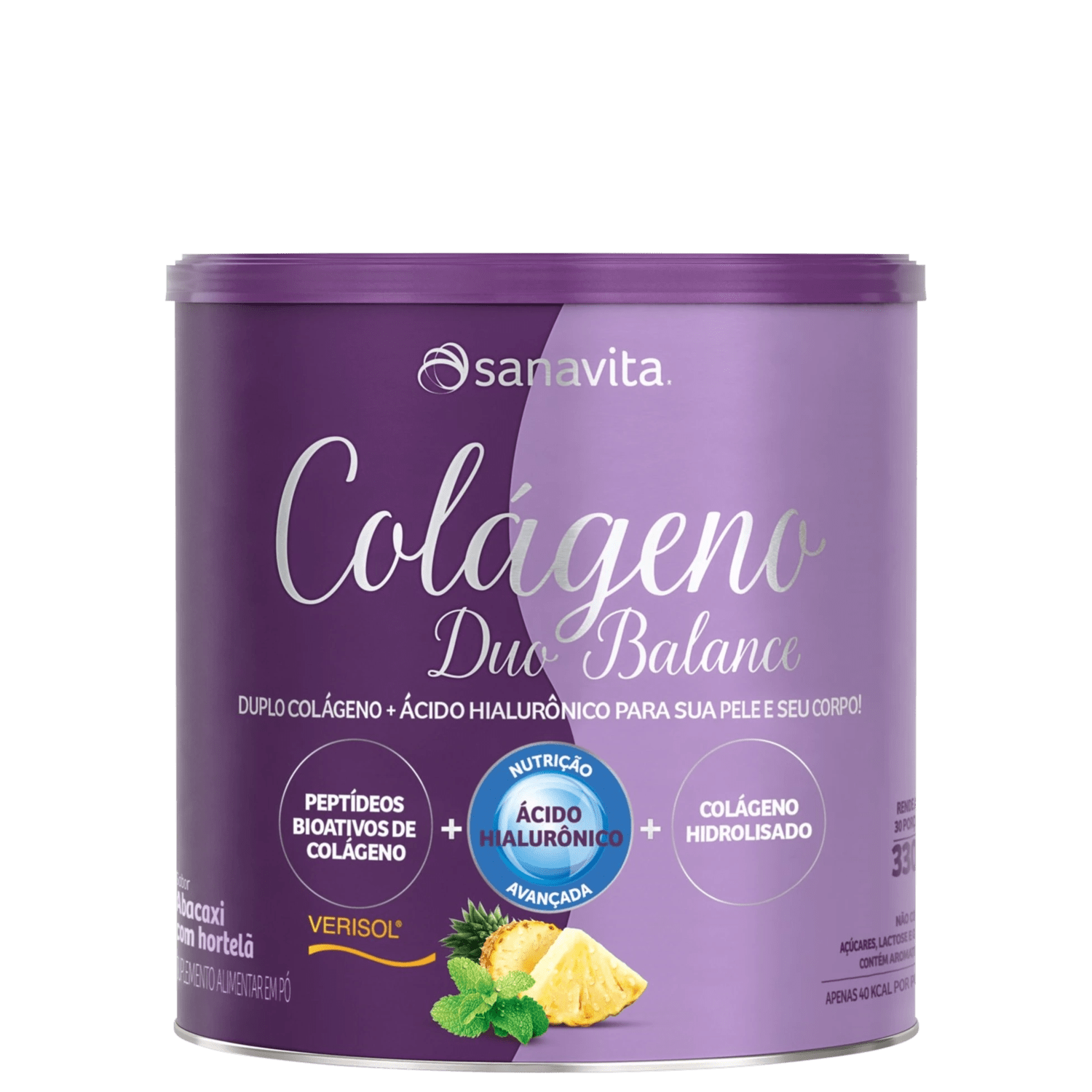 Sanavita Duo Balance Abacaxi com Hortelã - Colágeno em Pó 330g