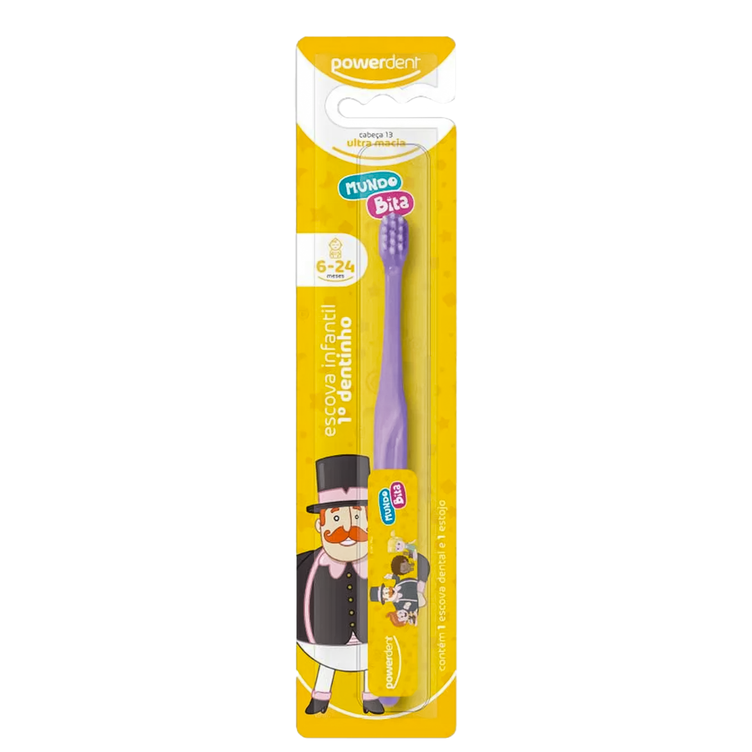 Kit Powerdent Mundo de Bita Roxo Escova + Estojo (2 Produtos)