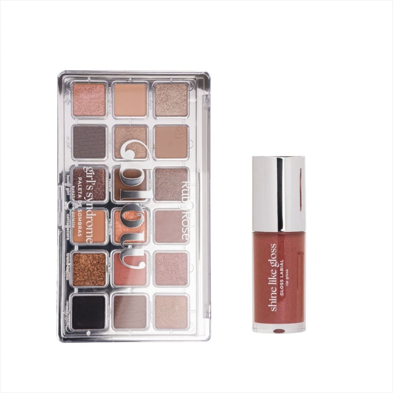 Kit Ruby Rose Paleta Girls Syndrome+Gloss Shine Like Talking