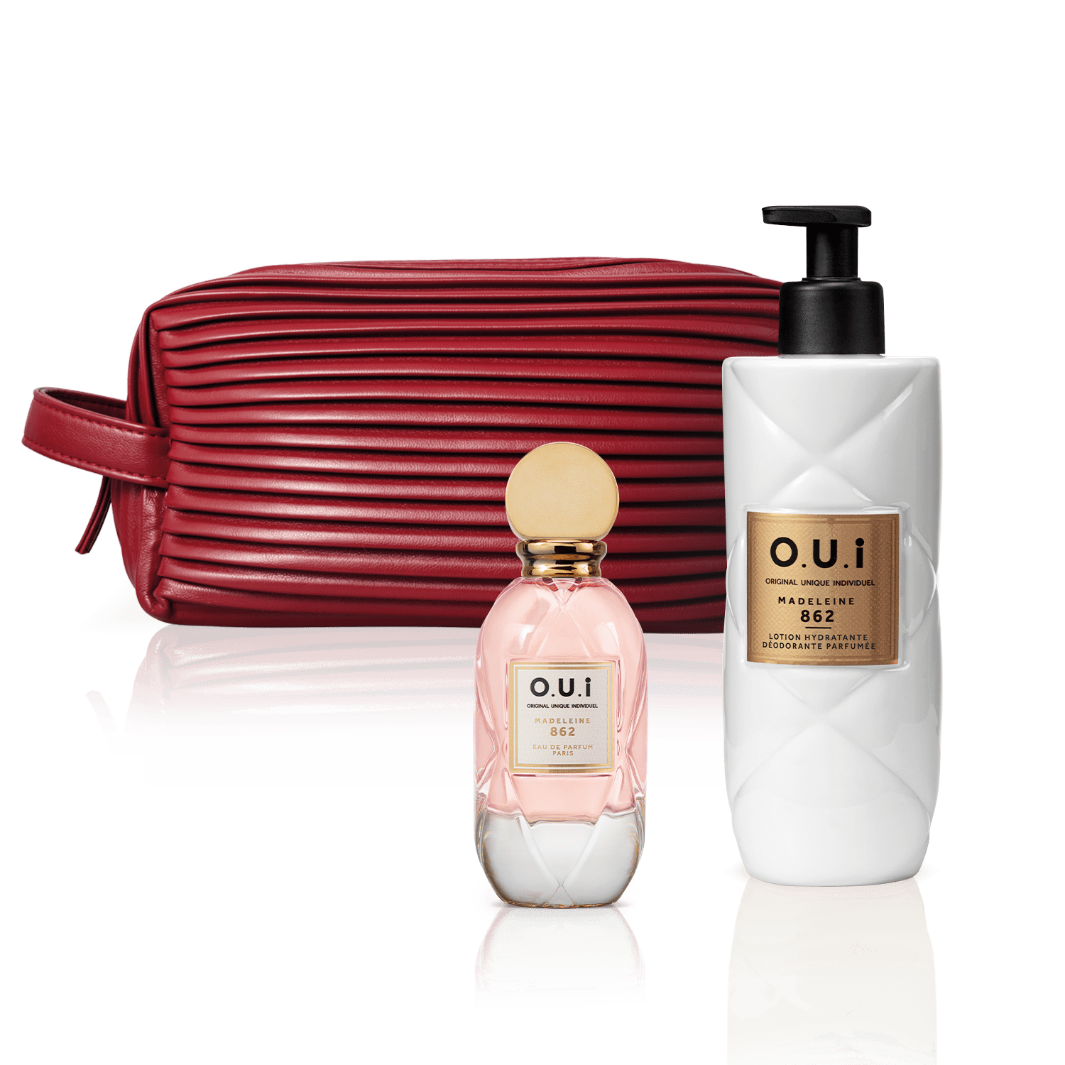 Combo Madeleine 862: Eau de Parfum Feminino 30ml + Loção Hidratante Corporal 400ml + O.U.i Nécessaire Vermelho Feminino