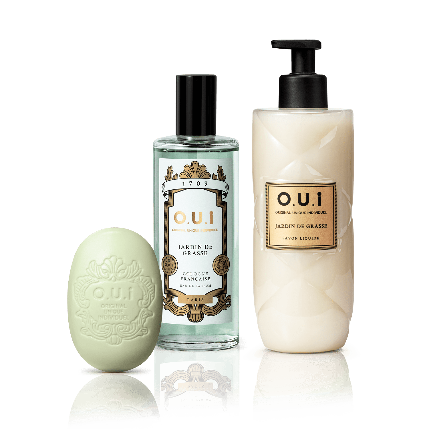 Combo O.U.i Jardin De Grasse: Eau De Parfum 115ml + Sabonete em Barra 90g + Sabonete Líquido 400ml
