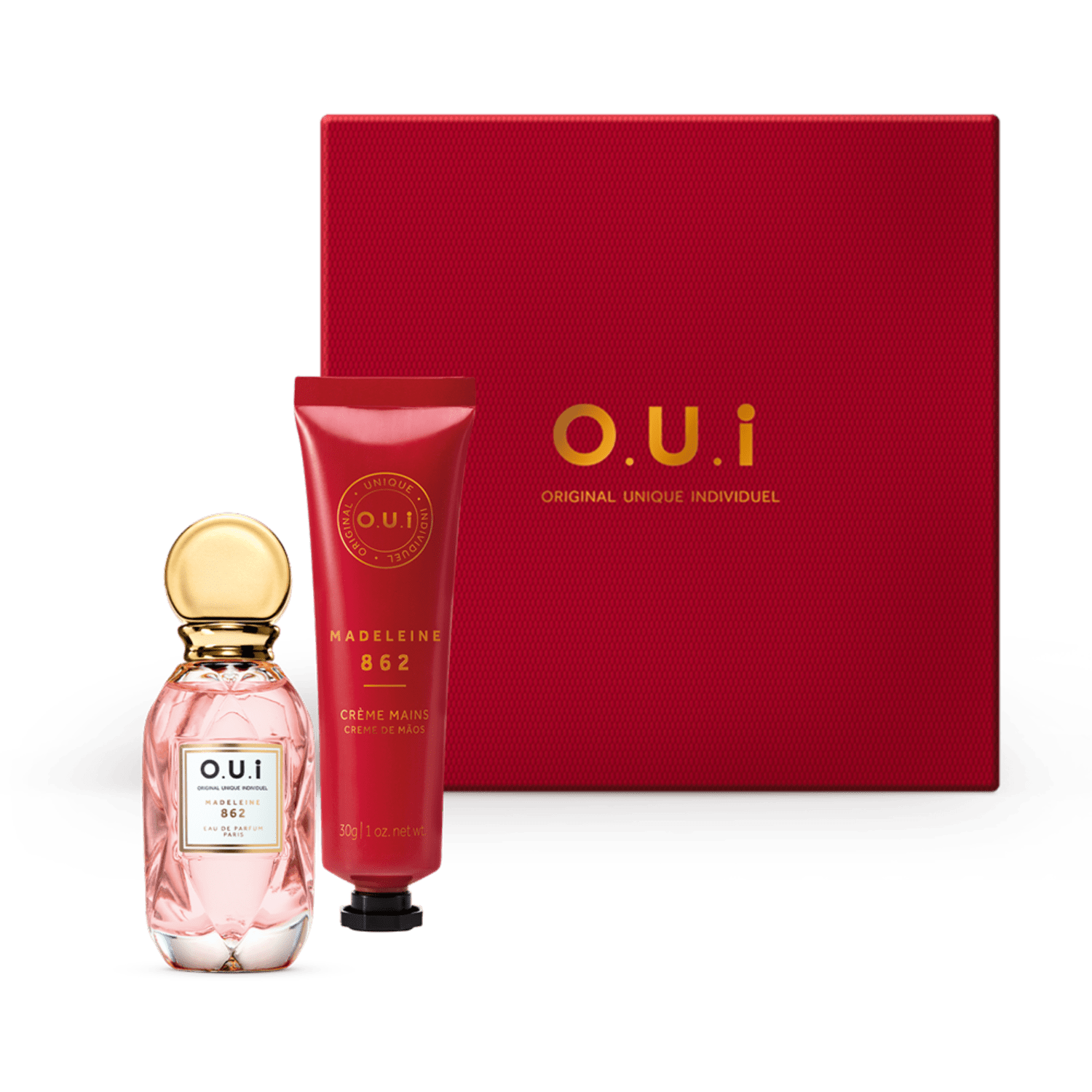 Combo O.U.i Madeleine 862: Eau de Parfum 30ml + Creme de Mãos 30g + Caixa P