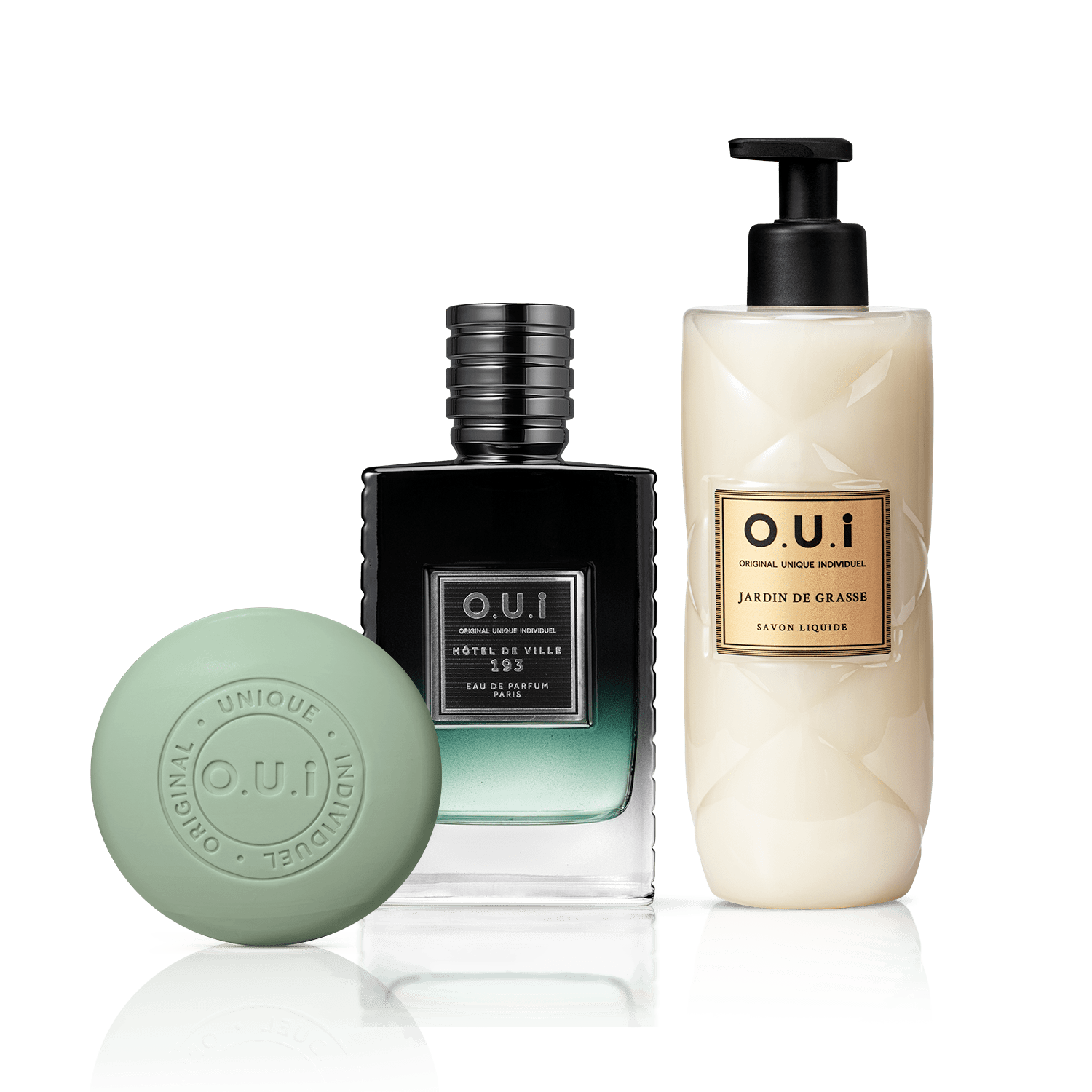 Combo O.U.i: Sabonete de Barbear 90g + Sabonete Líquido Jardin de Grasse 400ml + Hôtel de Ville 193 - Eau de Parfum 75ml