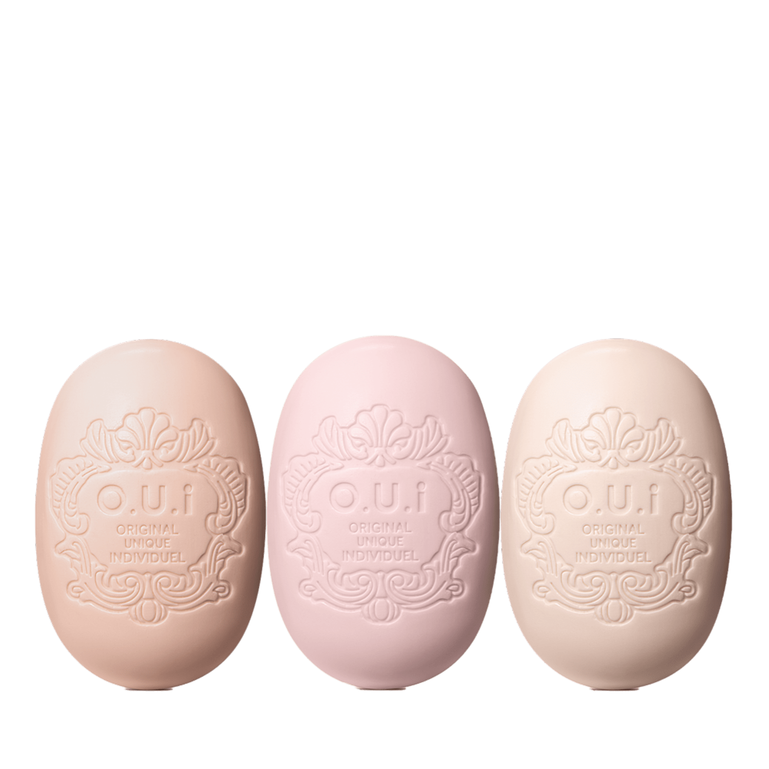 Combo O.U.I Savon Parfumé: Jardin de Grasse Rose 90g + L’Amour-Esse 142 90g + Iconique 001 90g