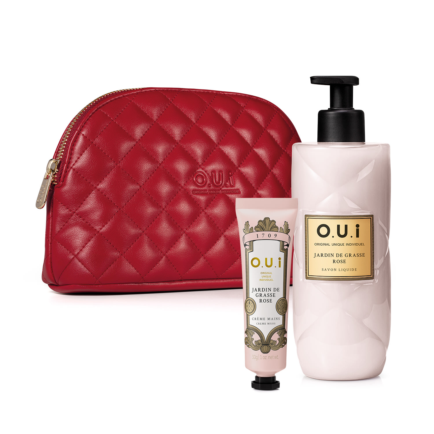 Combo Jardin De Grasse Rose: Sabonete Líquido 400ml + Creme de Mãos 40g + Nécessaire