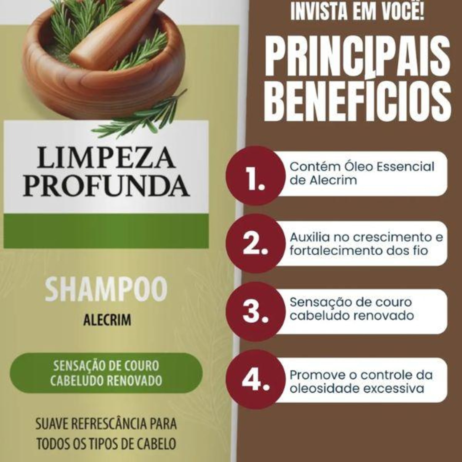 Óleo De Alecrim Para Crescimento Capilar + Shampoo Limpeza