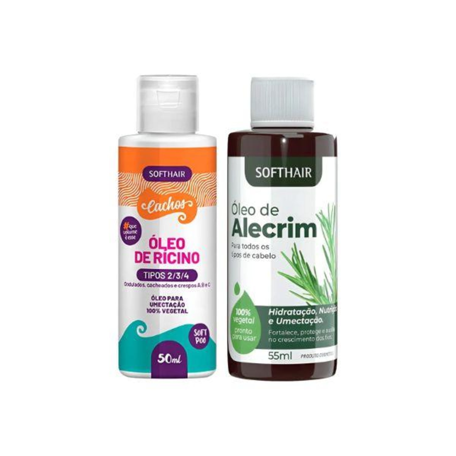 Kit Óleo De Ricino Puro + Óleo De Alecrim Essencial Cabelo