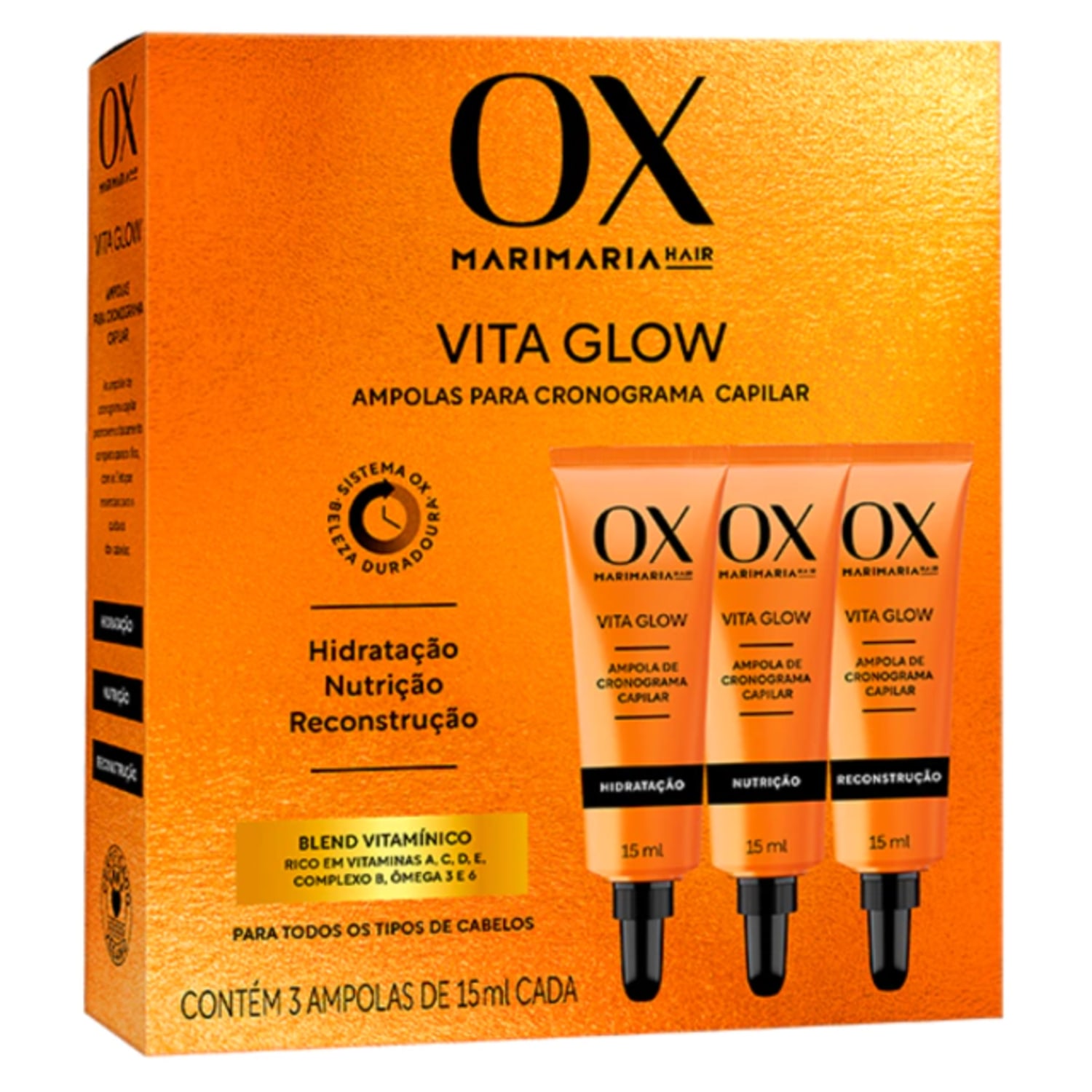 OX MARI MARIA VITA GLOW AMPOLA PARA CRONOGRAMA KIT COM 3