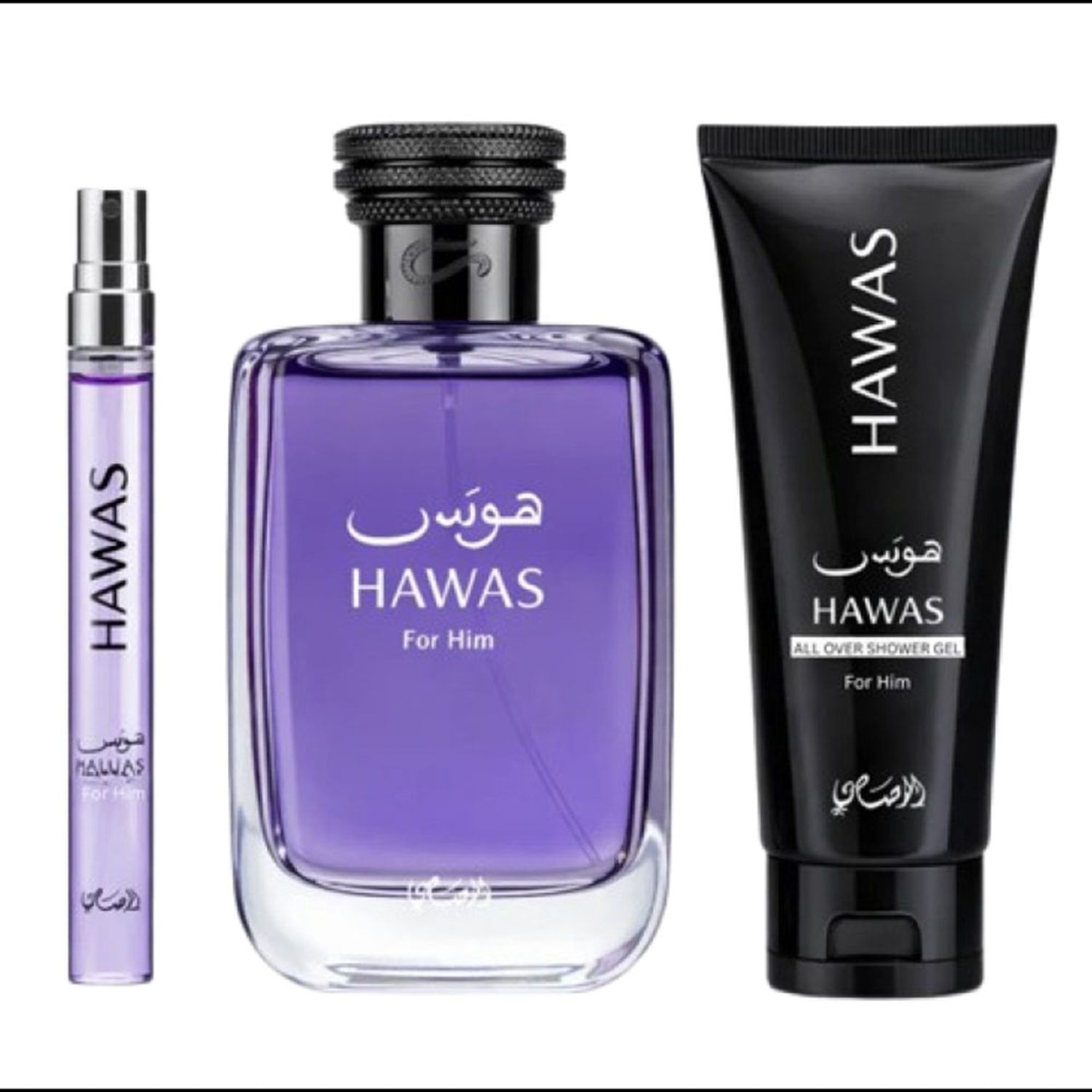 Kit Perfume Hawas For Him Rasasi Edp Masculino 100ml + 10ml + Shower Gel 60ml
