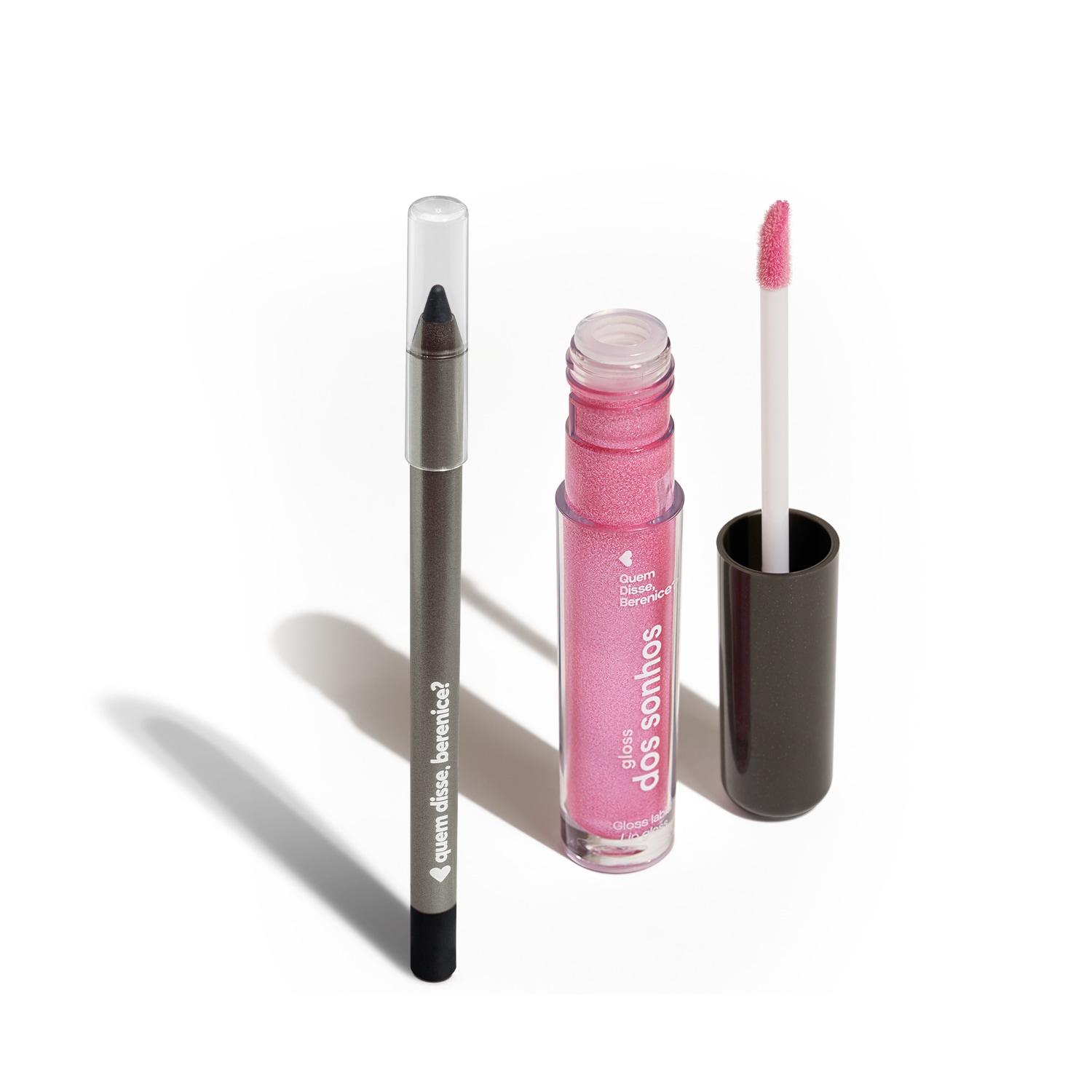 Kit Quem Disse, Berenice? Lápis de Olho Pretuco + Gloss Labial Rosa Rosadex (2 Produtos)