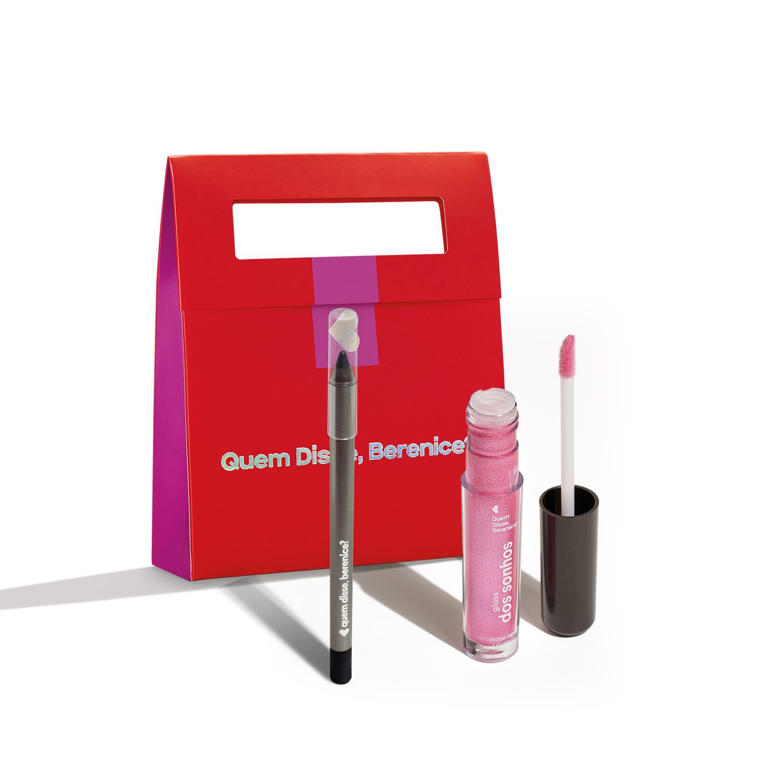 Kit Quem Disse, Berenice? Lápis de Olho Pretuco + Gloss Labial Rosadex + Embalagem para Presente (3 Produtos)