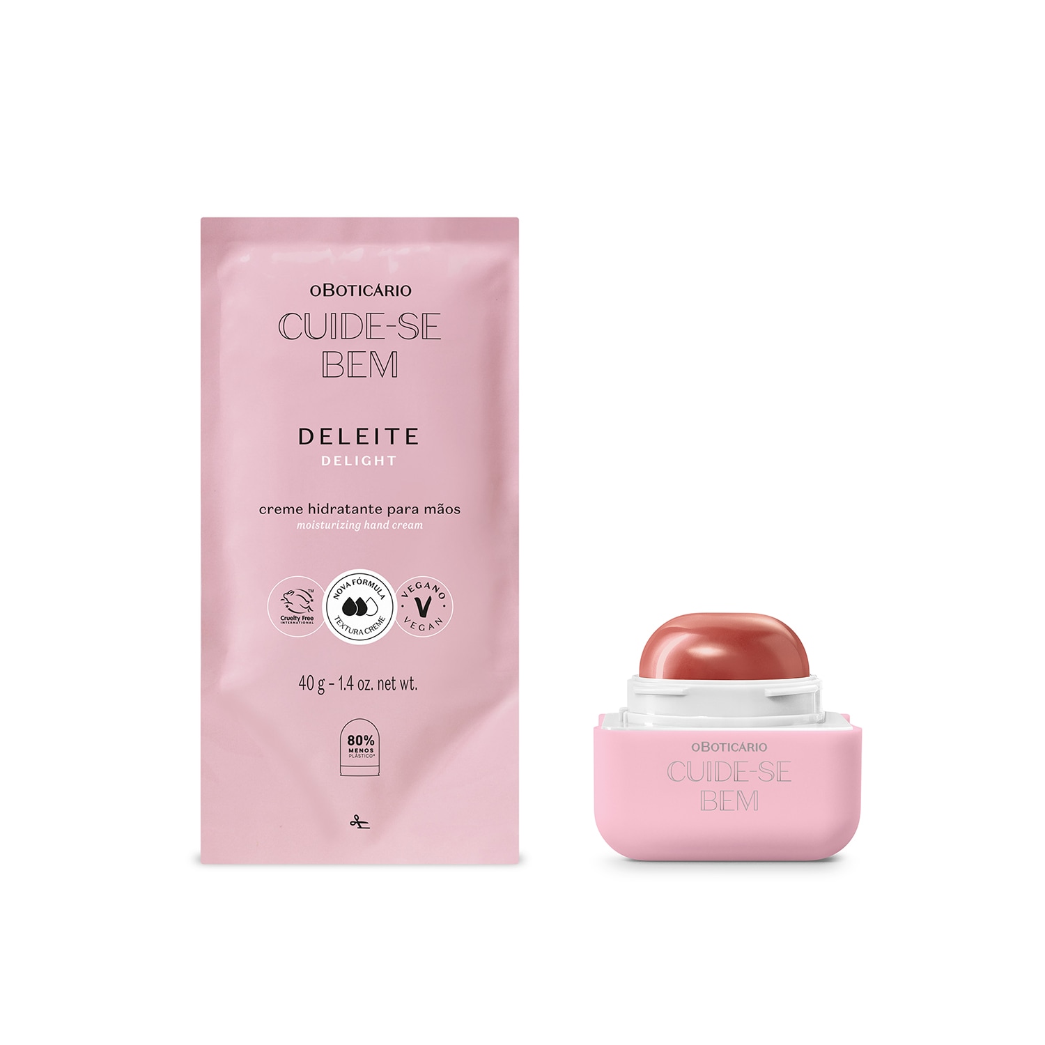 Combo Cuide-se Bem Deleite: Refil Creme Para as Mãos 40g + Hidratante Labial Rosa Quem Disse, Berenice? 6,2g