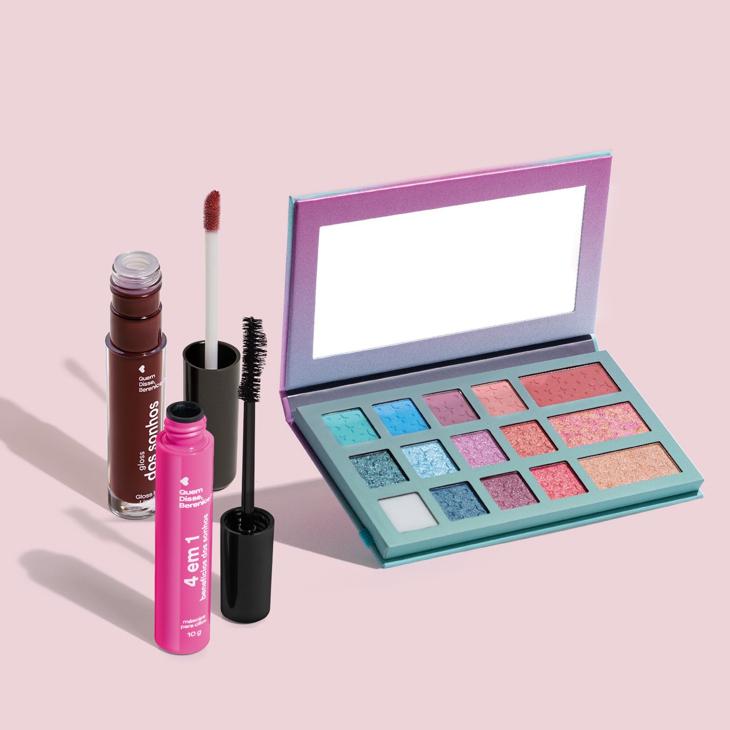 Combo Dos Sonhos: Paleta Multifuncional 24,6g + Máscara Para Cílios 10g + Gloss Labial Roxo 4ml > Combo Dos Sonhos: Paleta Multifuncional 24,6g + Máscara Para Cílios 10g + Gloss Labial Roxo 4ml