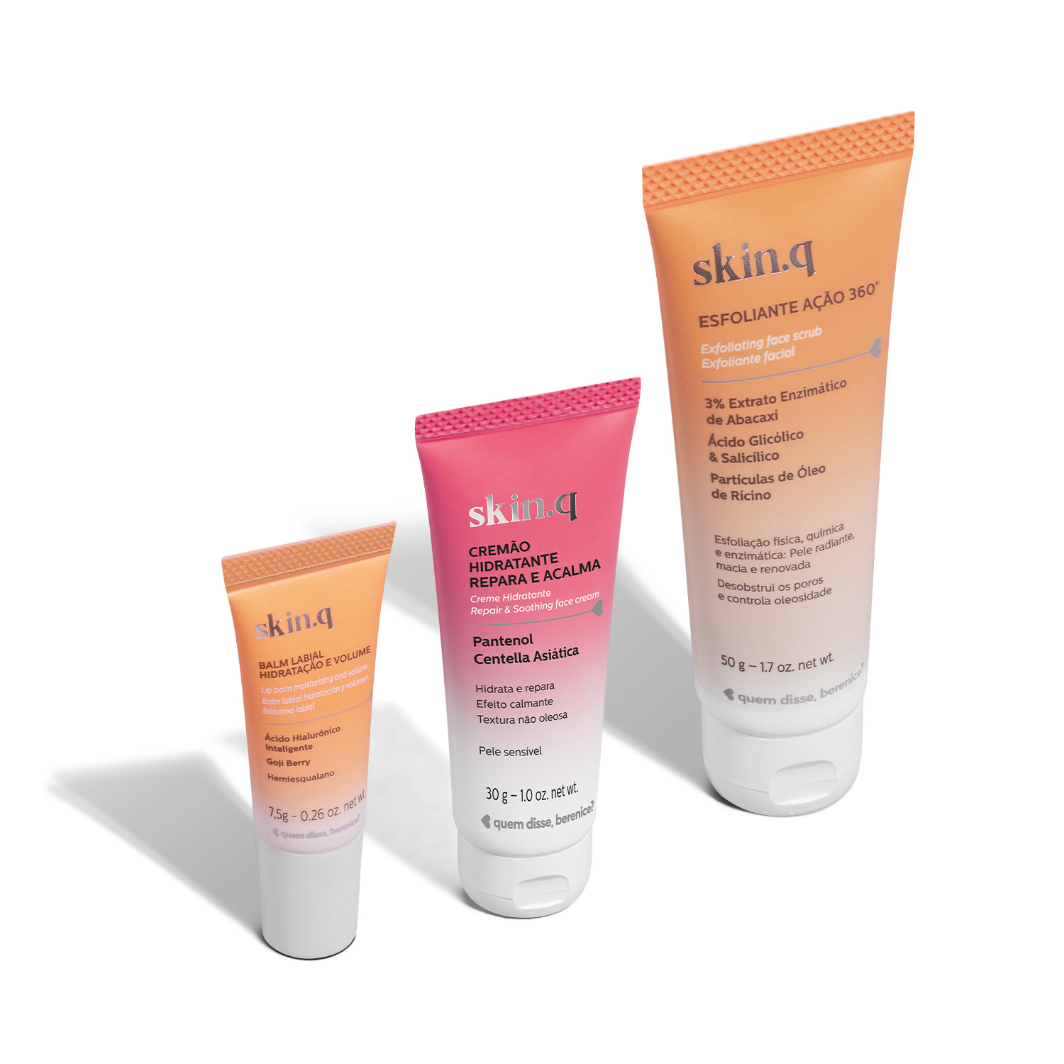 Kit Quem Disse, Berenice? Skin.Q Lábios, Rosto e Corpo (3 Produtos)