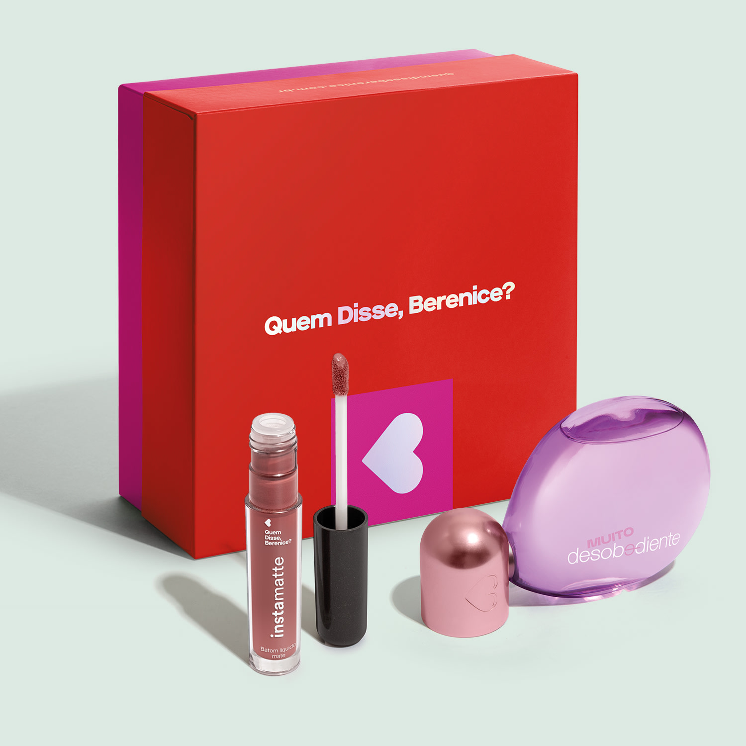 Combo Presente Dia dos Namorados: Muito Desobediente EDP 100ml + Batom Líquido Marrom 4ml + Caixa de Presente