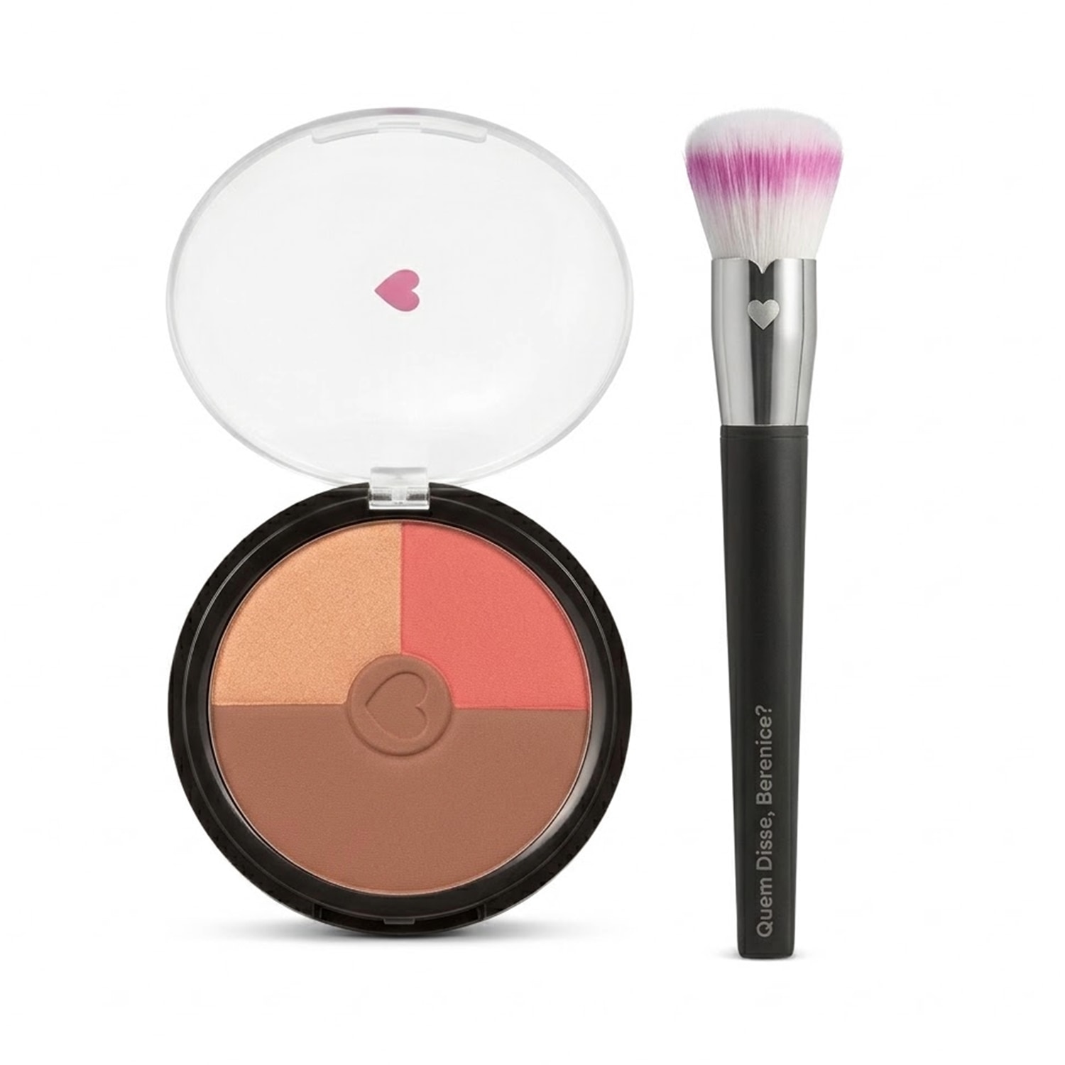 Kit Quem Disse, Berenice? Efeito Bronzer - Pó Compacto Facial Napolitano 18g + Pincel Super Funcional