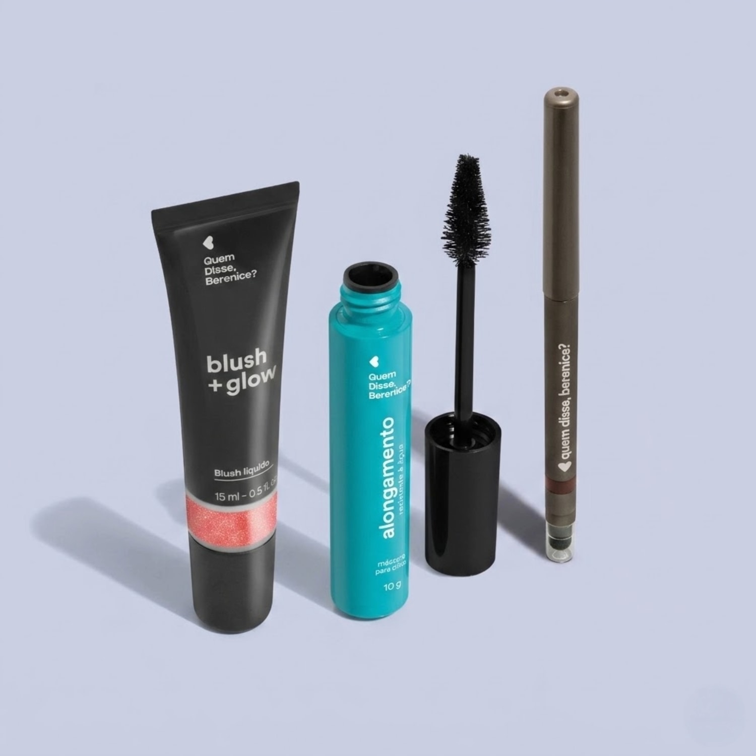 Combo Máscara Alongamento 10g + Blush Líquido Rosalix 15ml + Lápis de Olhos Marrô 1,2g