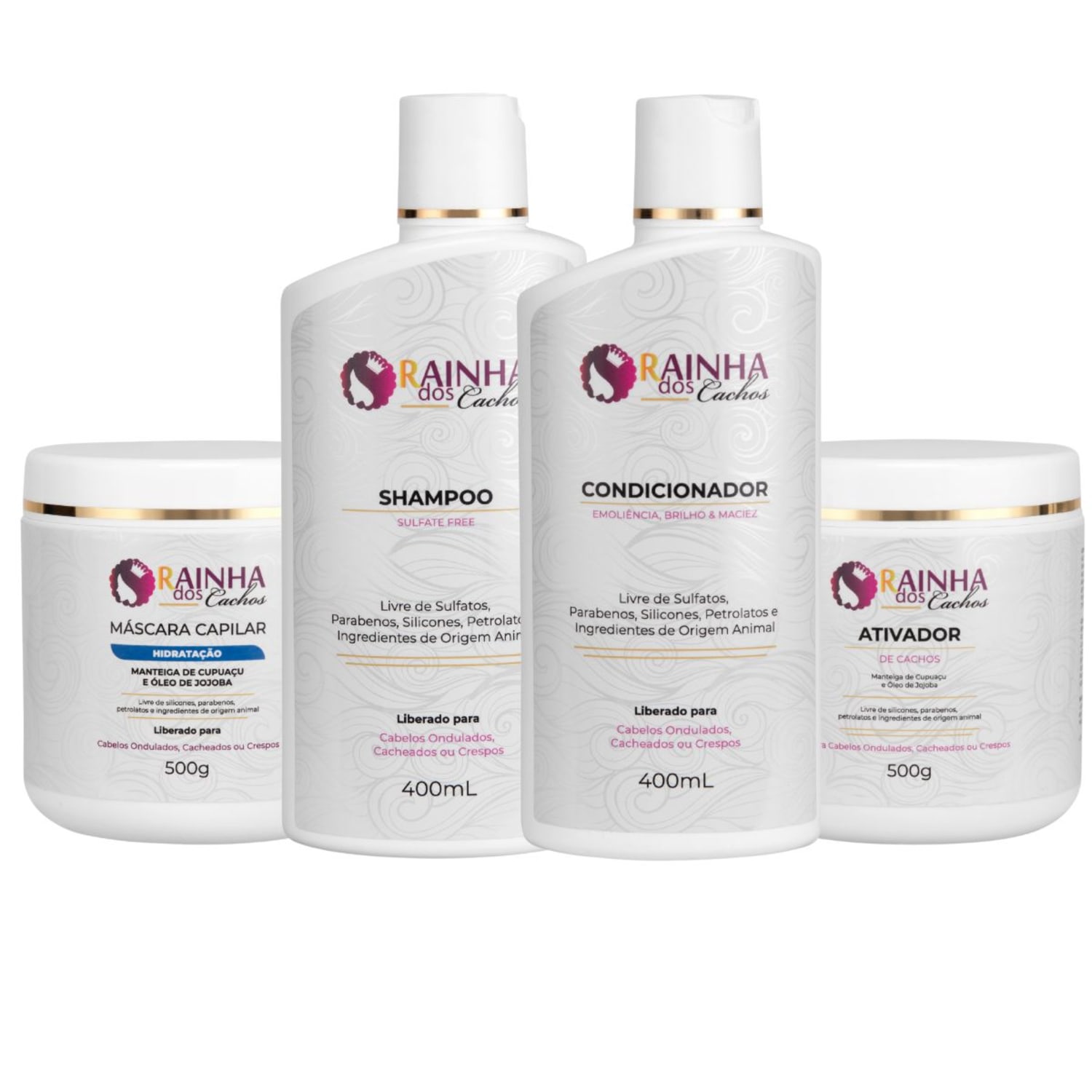 Kit com 4 produtos Rainha dos Cachos