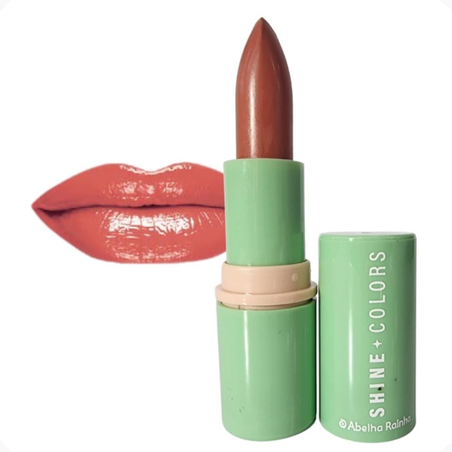 Batom Cremoso Brilho e Sabor Pêssego Gostinho de Frutas Shine Colors Abelha Rainha REF 4951