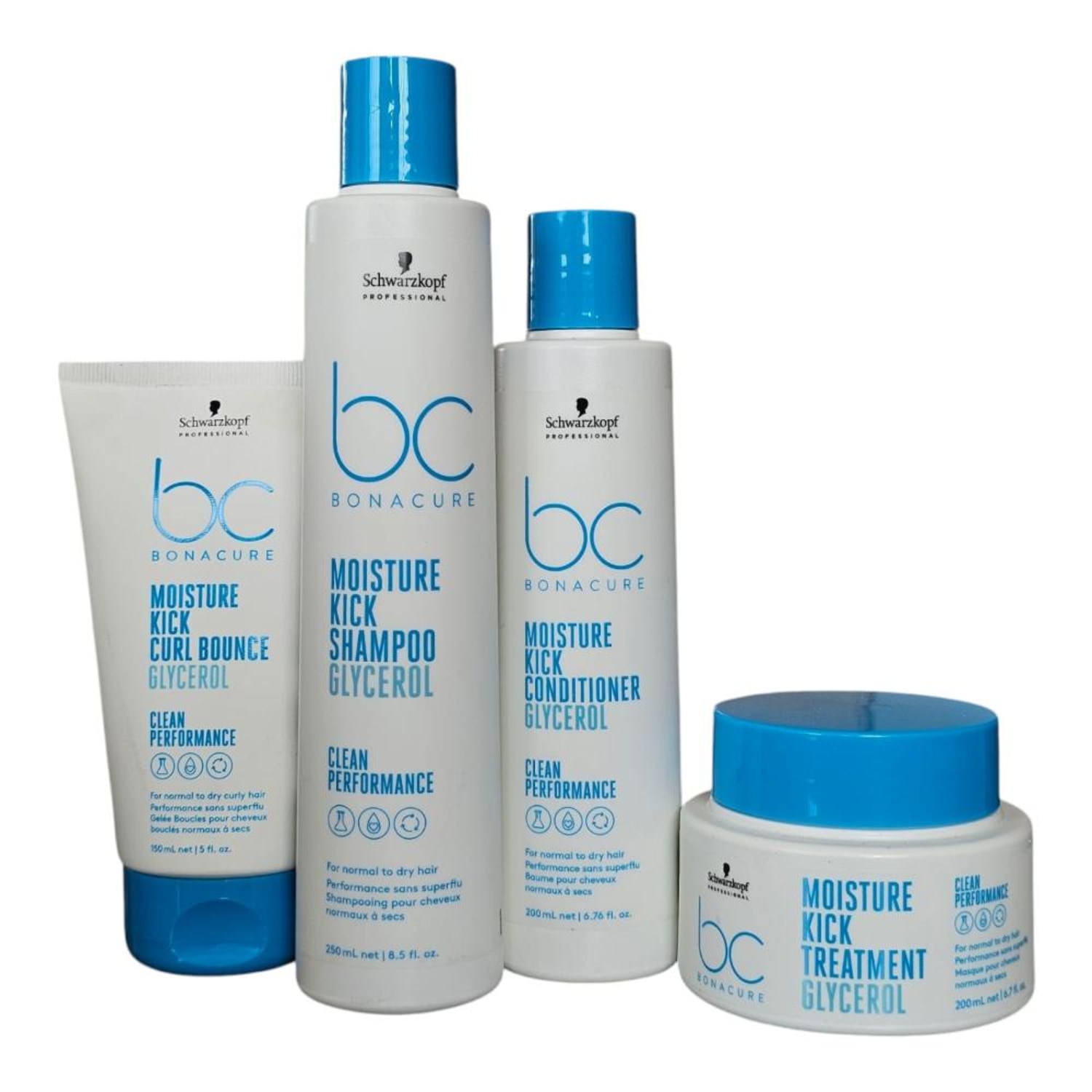 Kit Schwarzkopf BC Clean Performance Moisture Kick Shampoo 250ml +Condicionador 200ml +Máscara 200ml +Curl Bounce 150ml