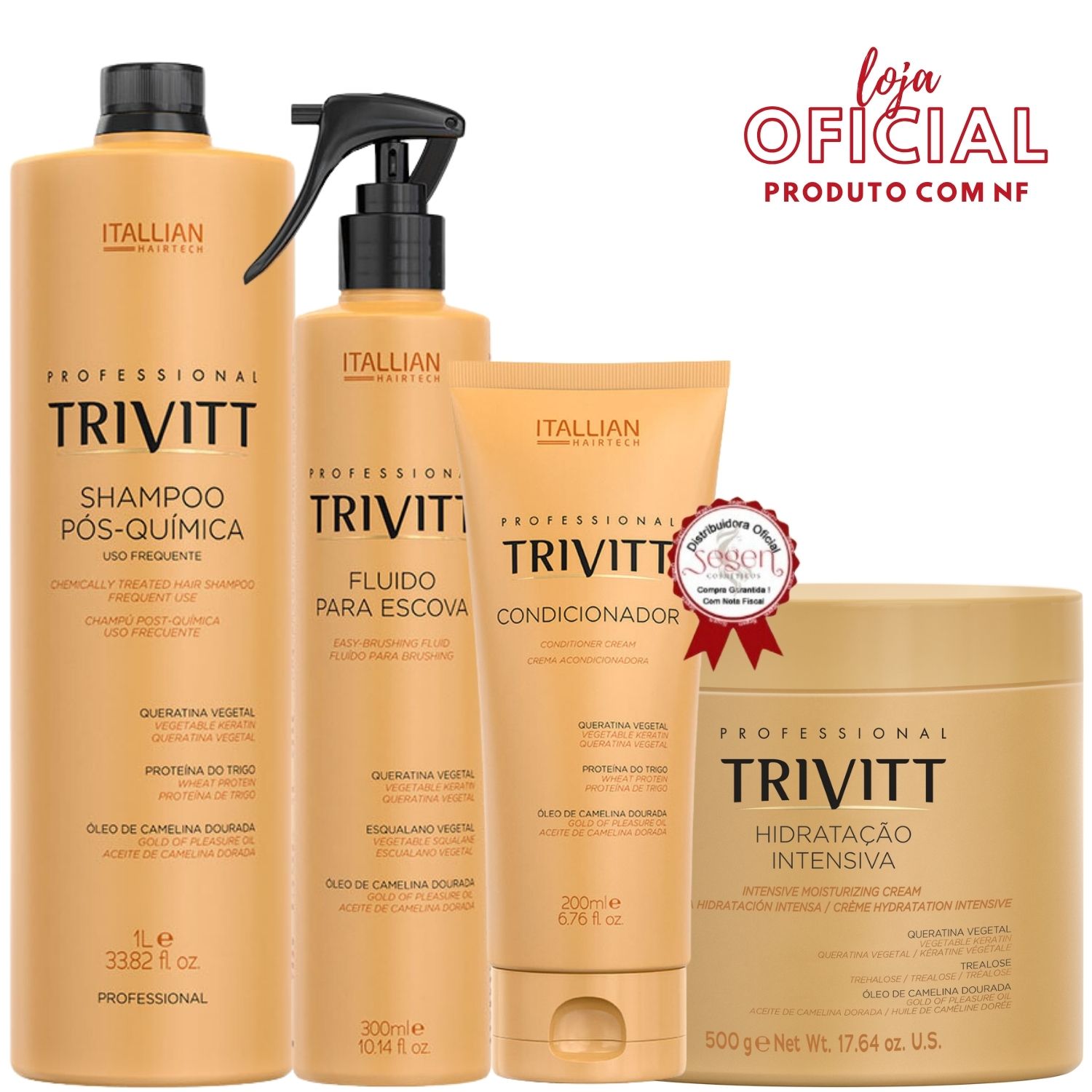 Trivitt - Shampoo 1L + Condicionador + Fluído para Escova + Hidratação 500g