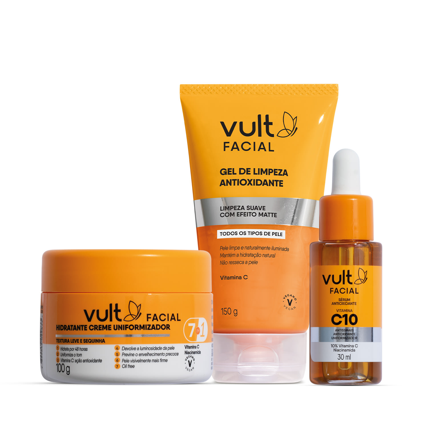 Kit Vult Facial Vitamina C Rotina de Skincare (3 Produtos)