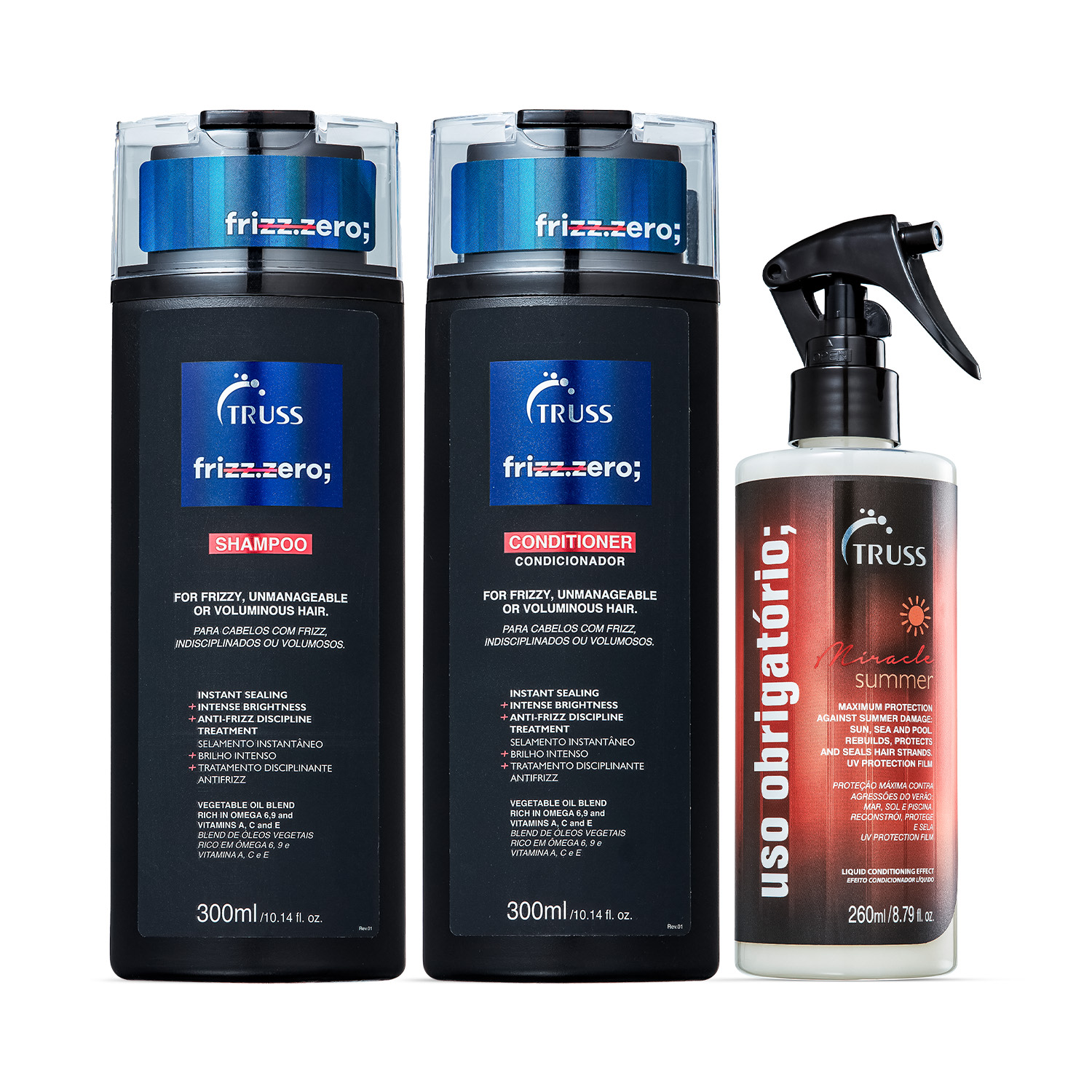 Kit TRUSS Frizz Zero Uso Obrigatório Miracle Summer (3 Produtos)