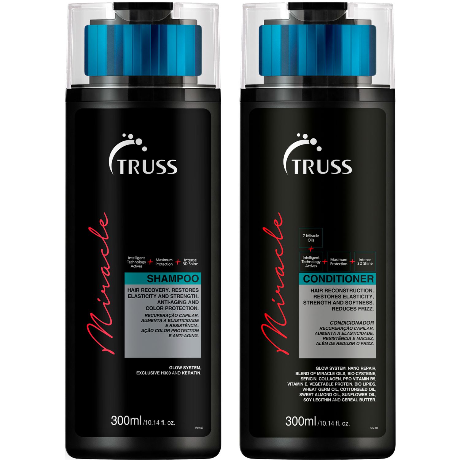Truss Kit Miracle Condicionador e Shampoo - Recuperação Capilar, Elasticidade, Resistência e Maciez