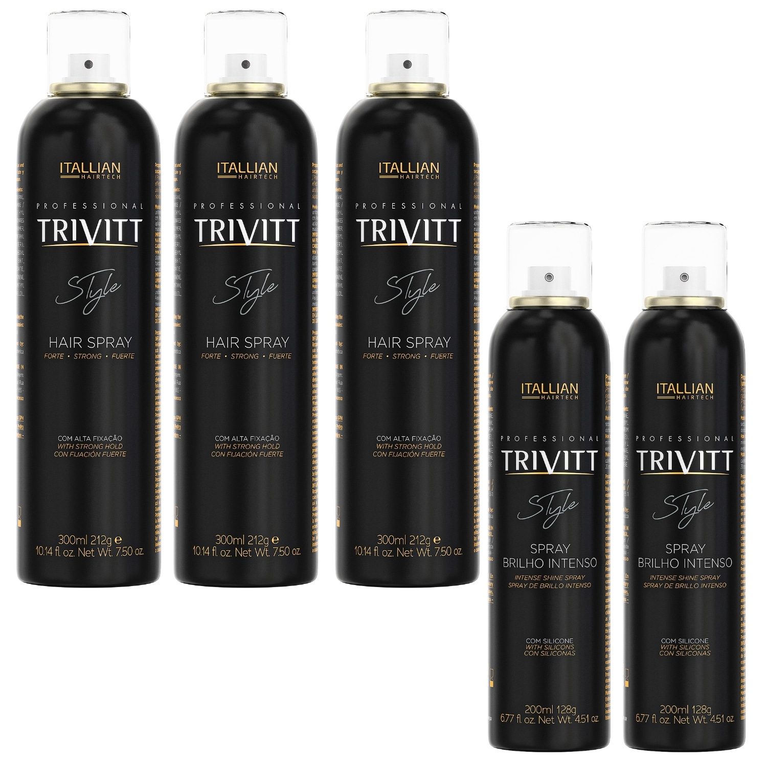 KIT 2 BRILHO INTENSO E 3 LACCA FORTE TRIVITT