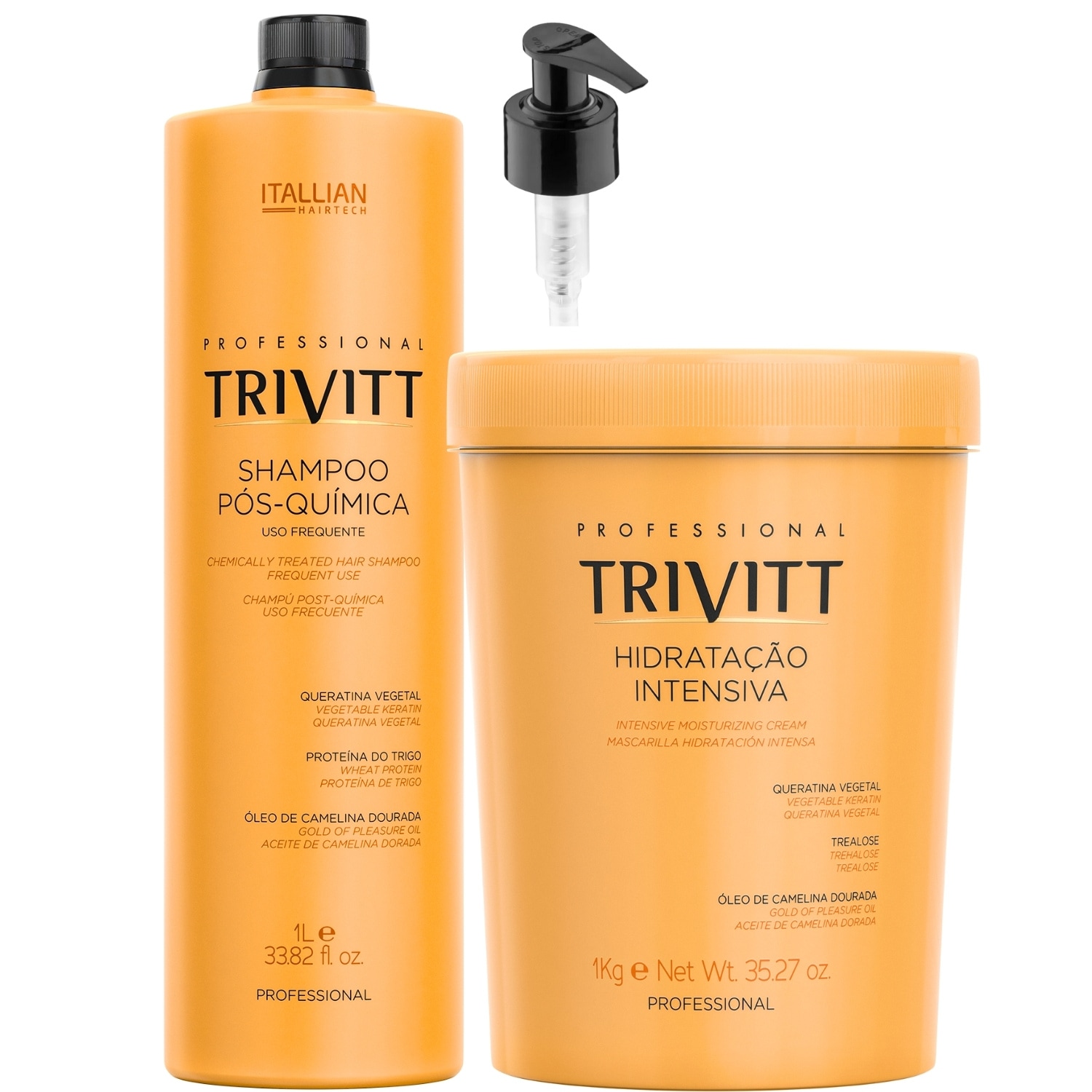KIT PÓS QUIMICA TRIVITT MÁSCARA 1KG SHAMPOO 1 LITRO