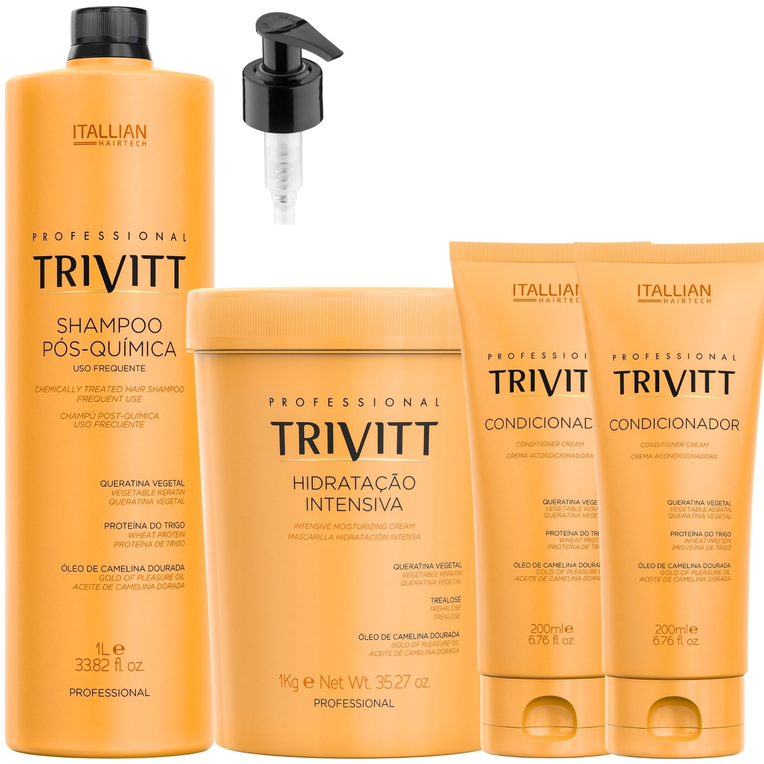 KIT SHAMPOO PÓS QUÍMICA 1L HIDRATAÇÃO INTENSIVA 1KG E 2 CONDICIONADOR 200G