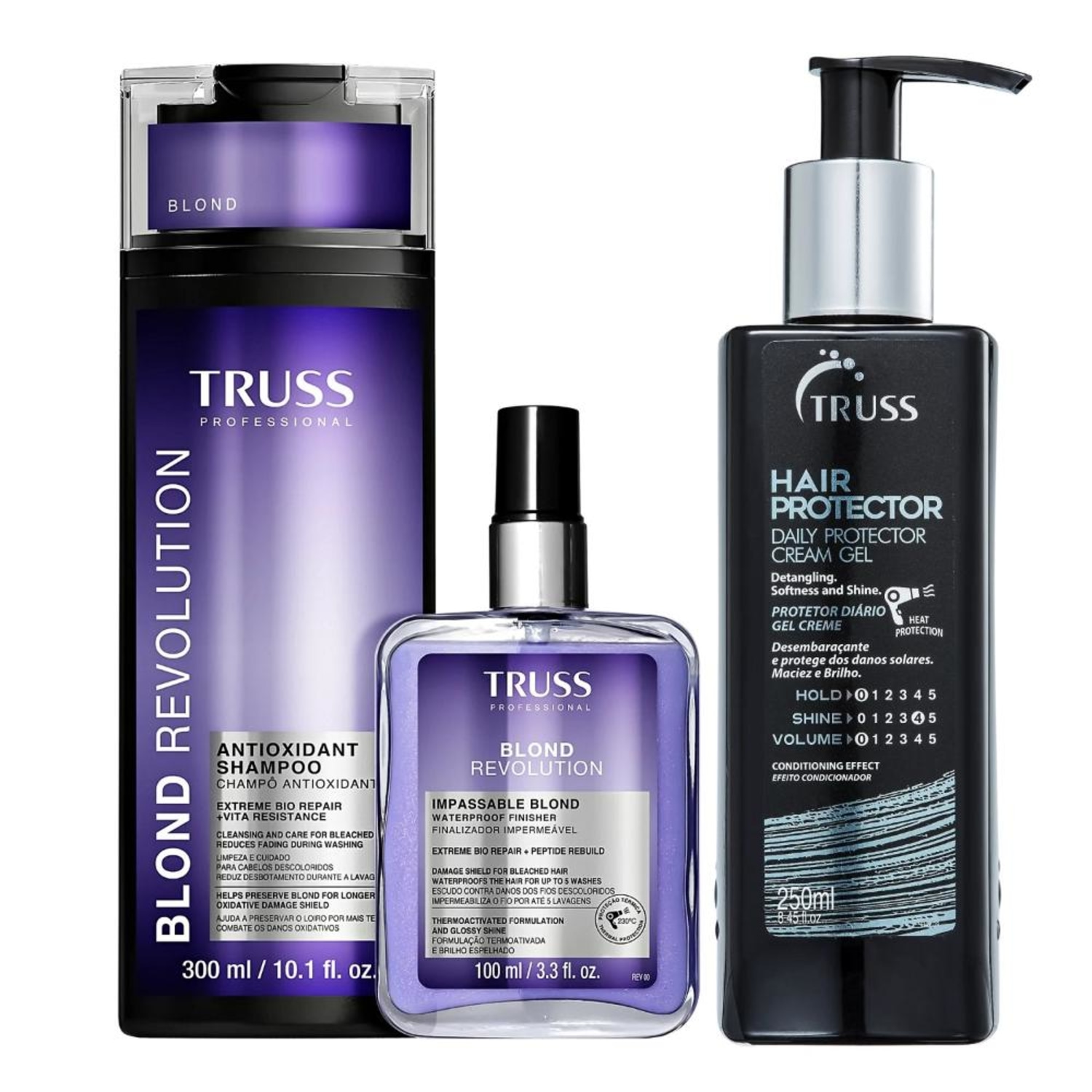 Kit Truss Blond Revolution - Shampoo 300ml + Finalizador 100ml + Hair Protector 250ml