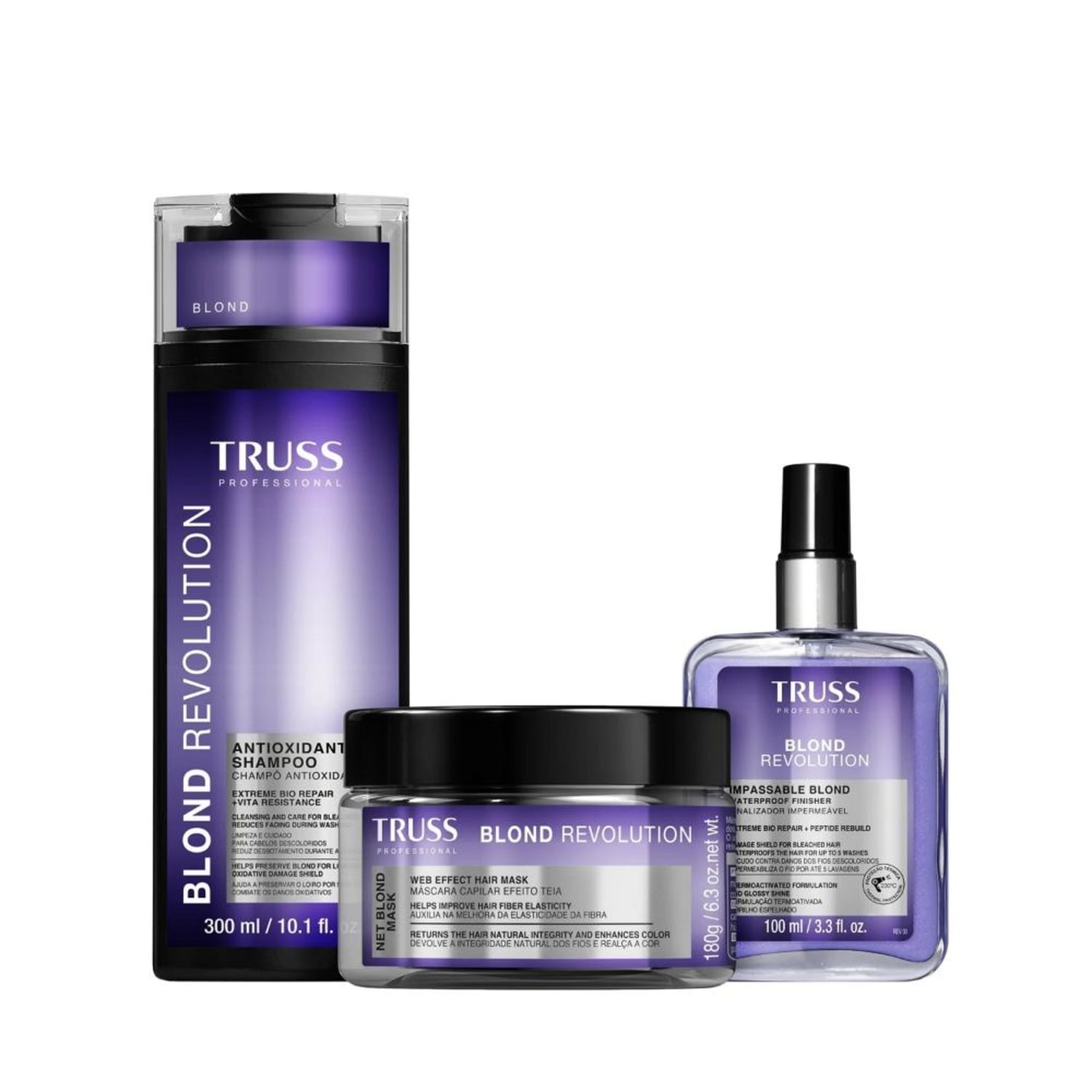Kit Truss Blond Revolution - Shampoo 300ml + Máscara 180g + Finalizador 100ml