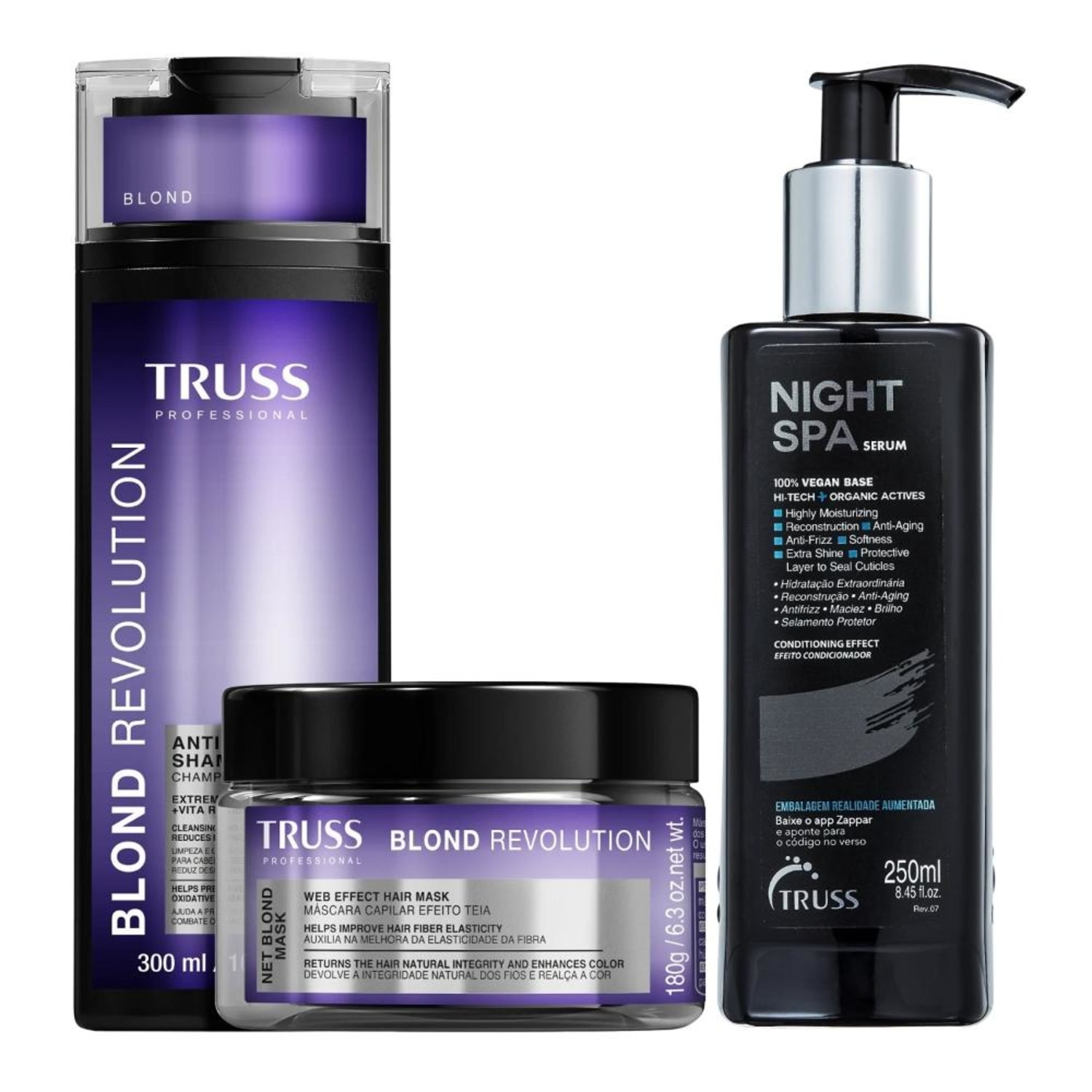 Kit Truss Blond Revolution - Shampoo 300ml + Máscara 180g + Night Spa 250ml