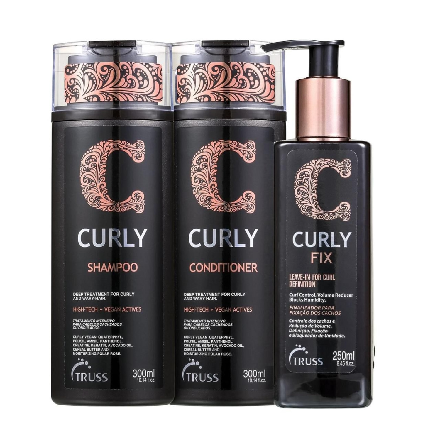 Kit Truss Curly - Shampoo 300ml + Condicionador 300ml + Fix Leave in 250g