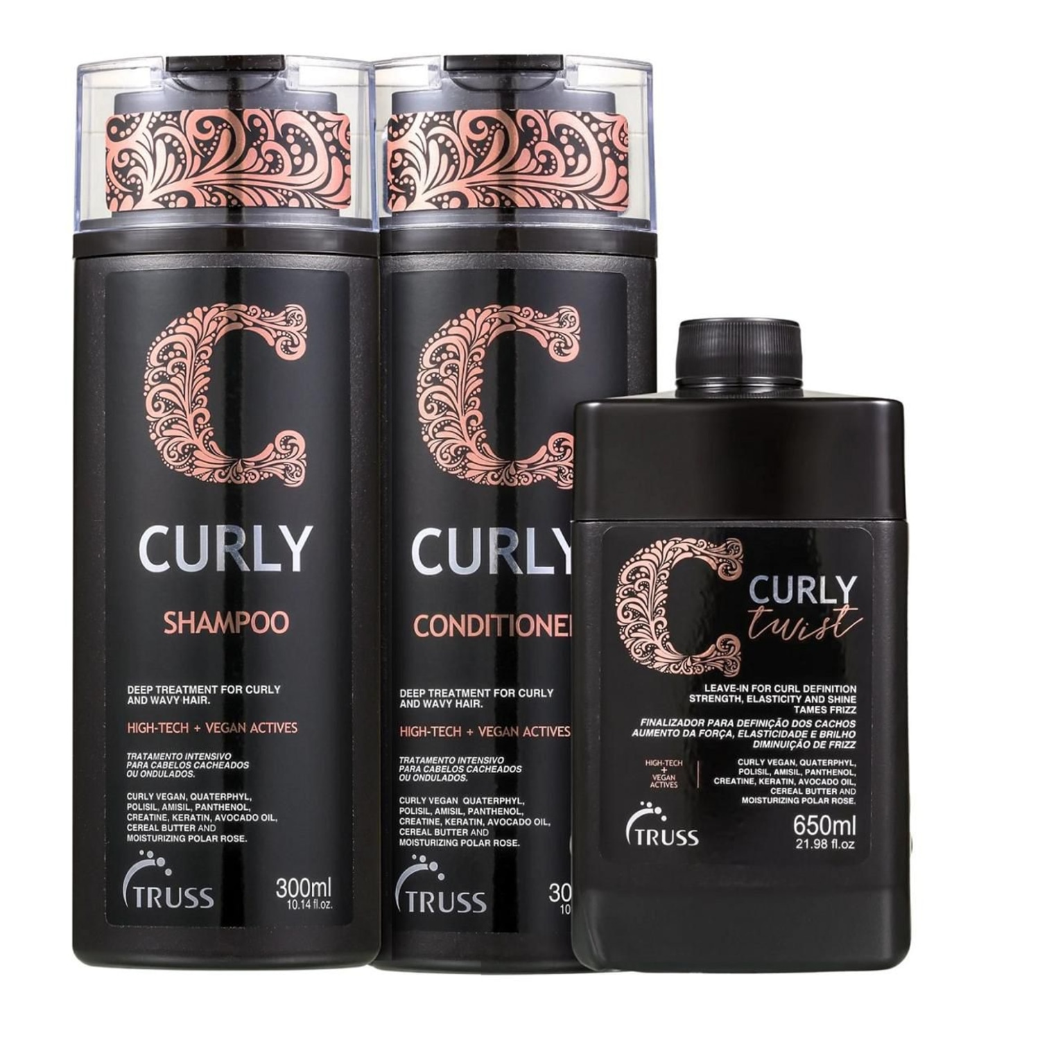 Kit Truss Curly - Shampoo 300ml + Condicionador 300ml + Twist Leave in 650ml