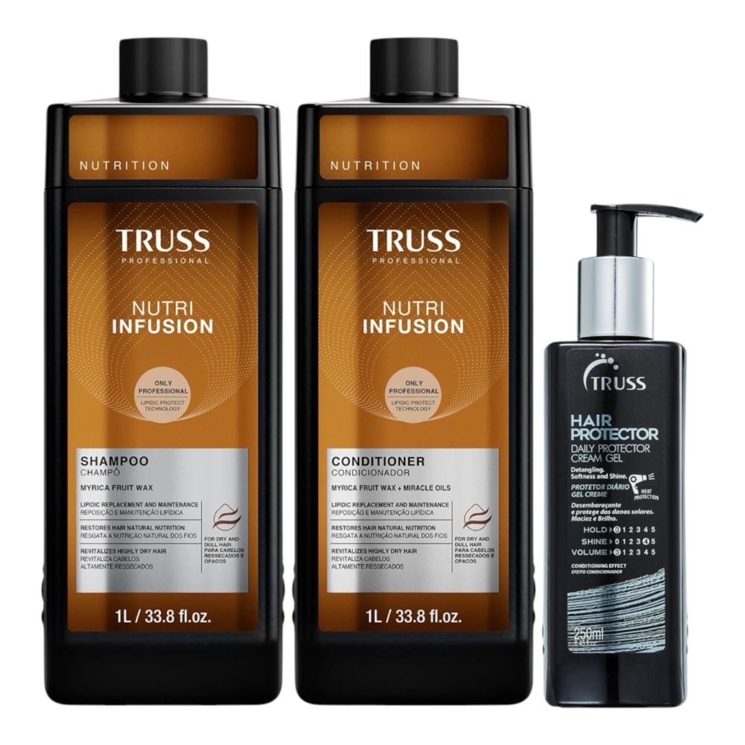 Kit Truss Nutri Infusion - Shampoo 1L + Condicionador 1L + Hair Protector 250ml