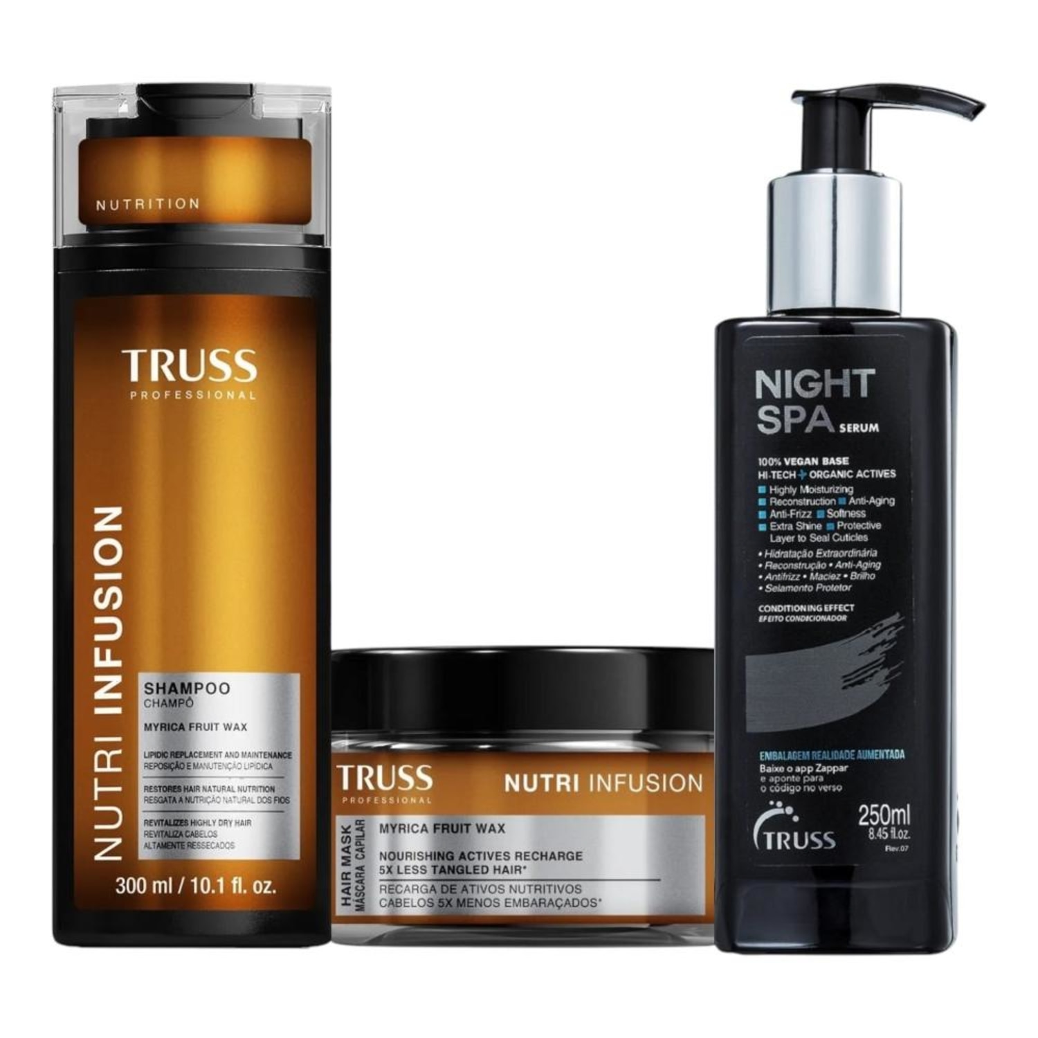 Kit Truss Nutri Infusion - Shampoo 300ml + Máscara 180g + Night Spa 250ml