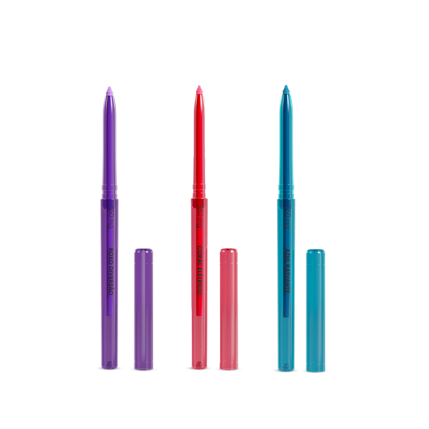 Combo Vult Fun Lapiseira Delineadora: Azul Radiante 0,350g + Roxo Diversão 0,350g + Coral Elétrico 0,350g