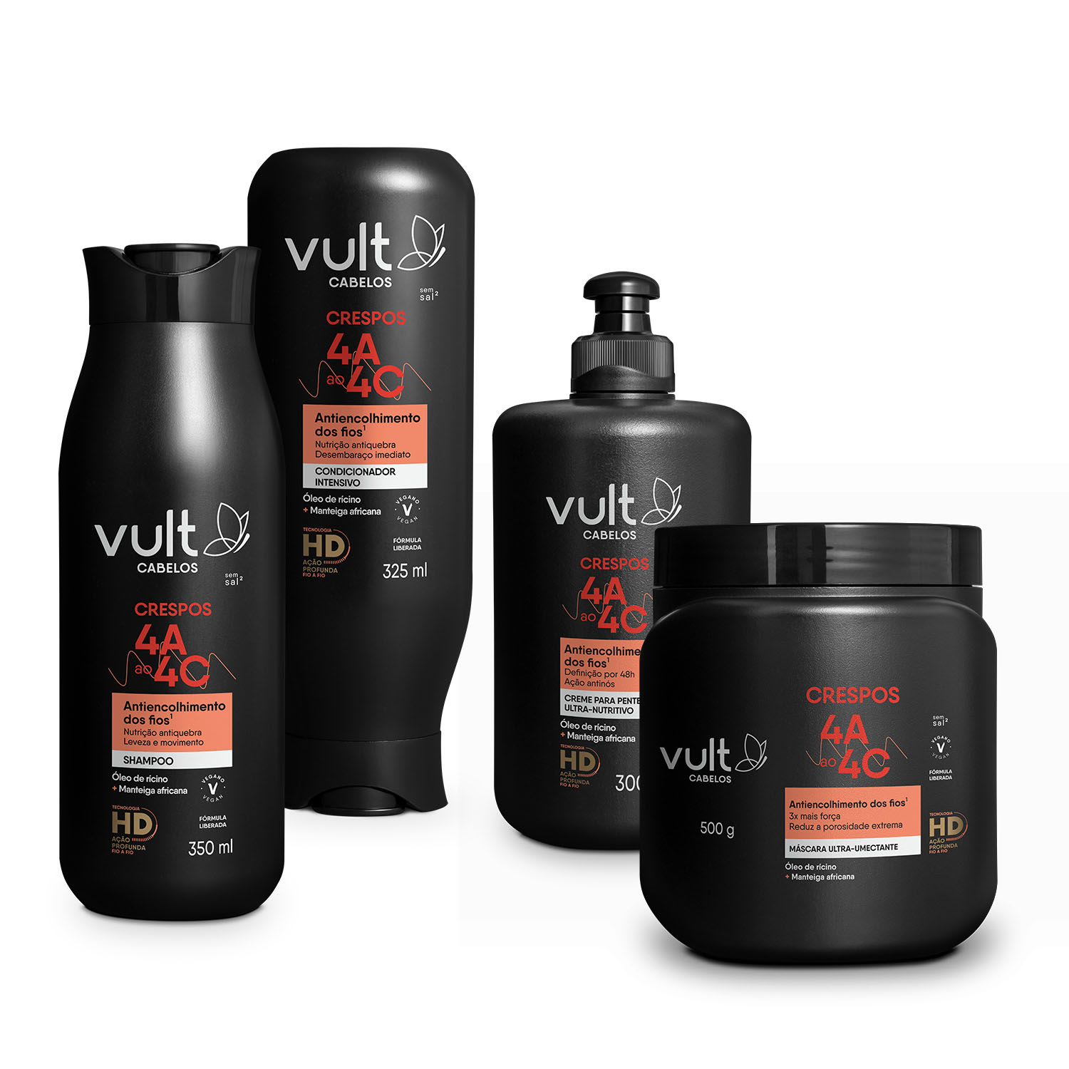 Kit Vult Cabelos Crespos 4A ao 4C (4 Produtos)