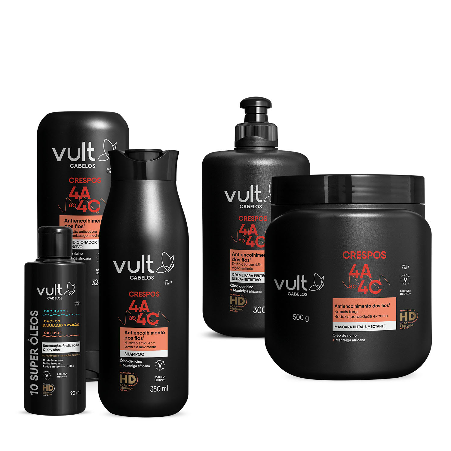 Kit Vult Cabelos Crespos Ondulados Cachos (5 Produtos)
