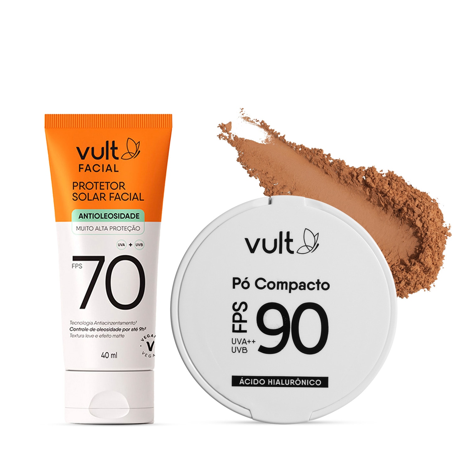 Kit Vult Protetor Solar Facial FPS 70 + Pó Compacto Cor 5 (2 Produtos)
