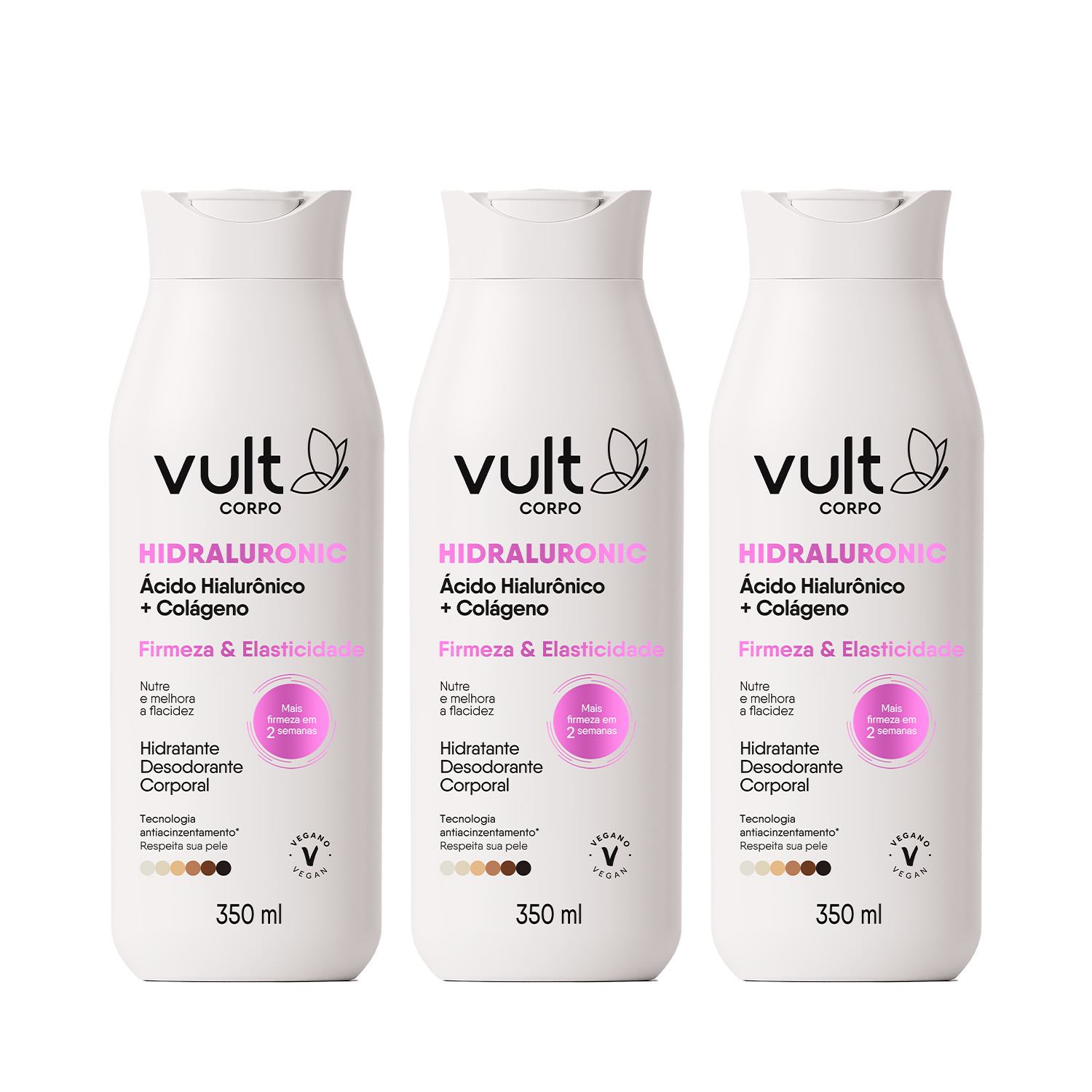 Kit Vult Corpo Hidraluronic Firmeza & Elasticidade - Hidratante Desodorante Corporal (3 Unidades)