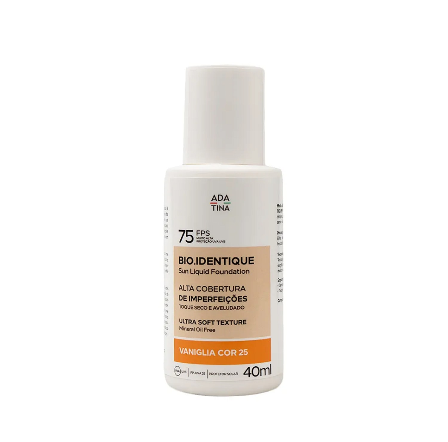 Ada Tina Bio.Identique FPS 75 Extra Fluido Vaniglia - Protetor Solar 40ml