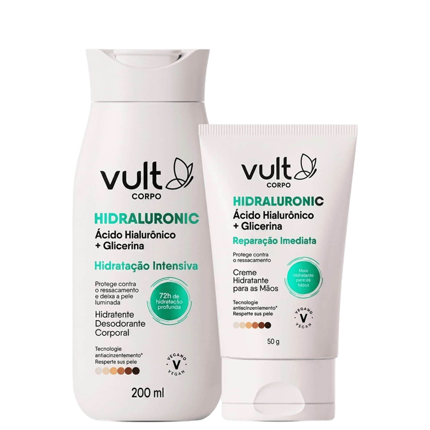 Kit Vult Hidraluronic Hidratação Intensiva - Hidratante Desodorante Corporal 200ml + Creme para Mãos 50g