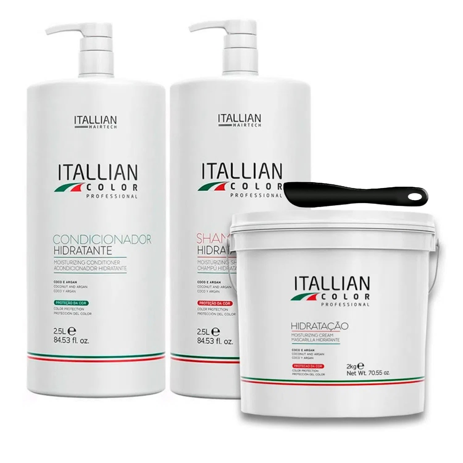 Tratamento Itallian Color Profissional Lavatório Sh 2,5L+ Cond 2.5L + Hidratação 2kg