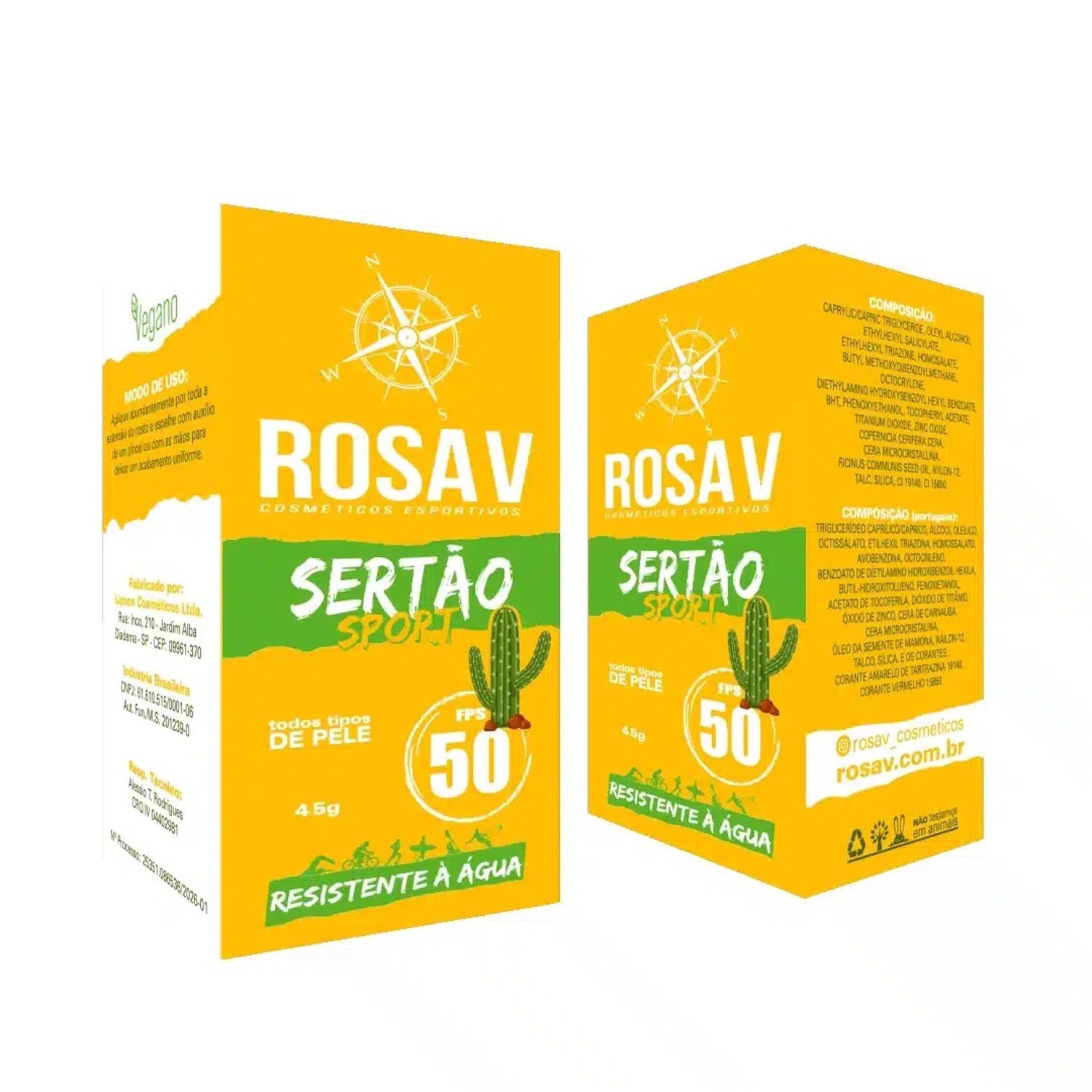 Protetor Solar Bastao Rosa dos Ventos FPS 50 Verde Amarelo - Amarelo Vibrante