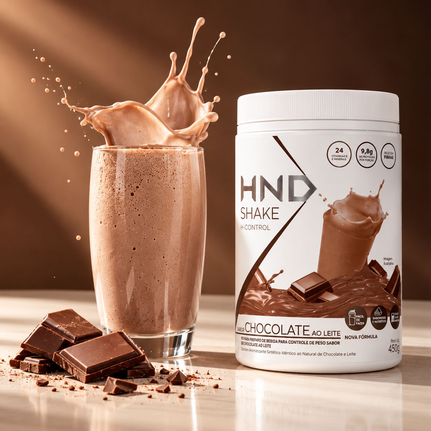 Shake H-Control Chocolate ao Leite HND – Suplemento Alimentar 450g